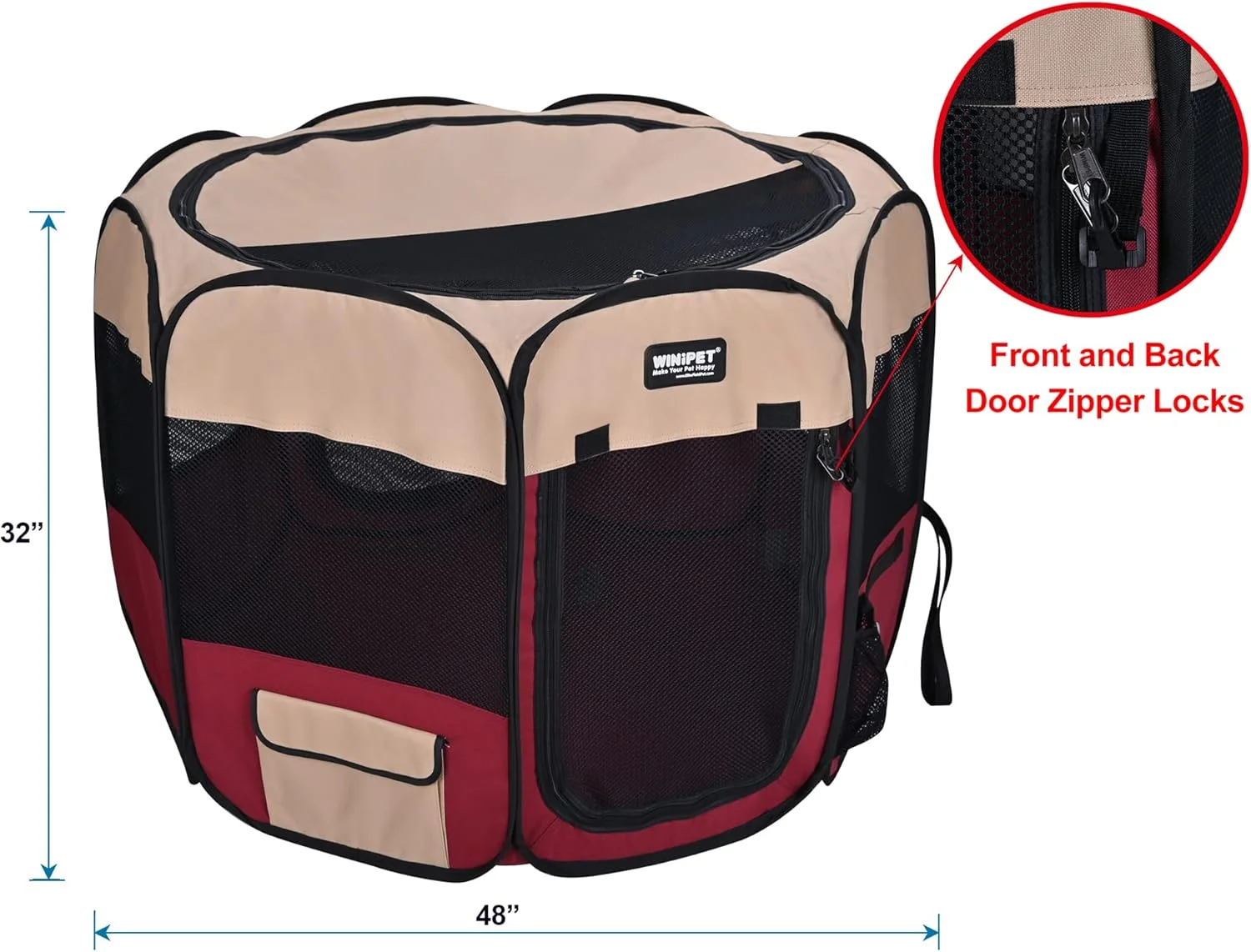 محوطه بازی تاشو نرم حیوانات خانگی دو درب Winipet، به همراه کیف حمل و کاسه سیلیکونی با گرید غذایی، محوطه بازی قابل حمل سگ و گربه در 10 سایز و 12 رنگ، محوطه تمرین، خانه حیوانات خانگی داخلی و خارجی