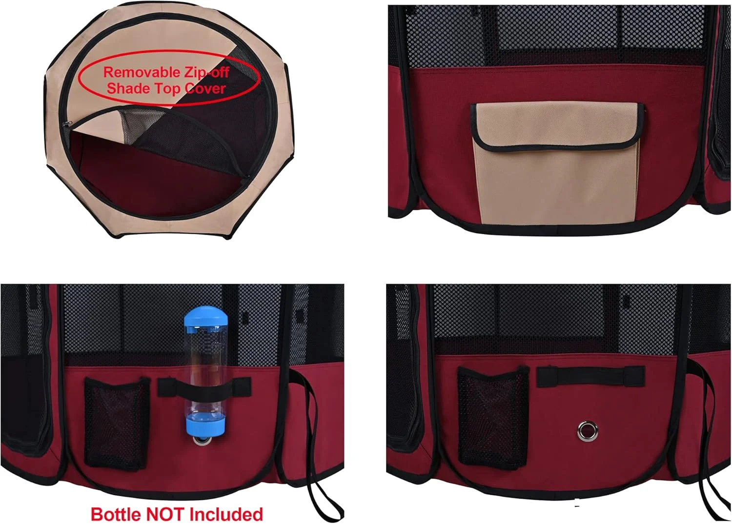 محوطه بازی تاشو نرم حیوانات خانگی دو درب Winipet، به همراه کیف حمل و کاسه سیلیکونی با گرید غذایی، محوطه بازی قابل حمل سگ و گربه در 10 سایز و 12 رنگ، محوطه تمرین، خانه حیوانات خانگی داخلی و خارجی