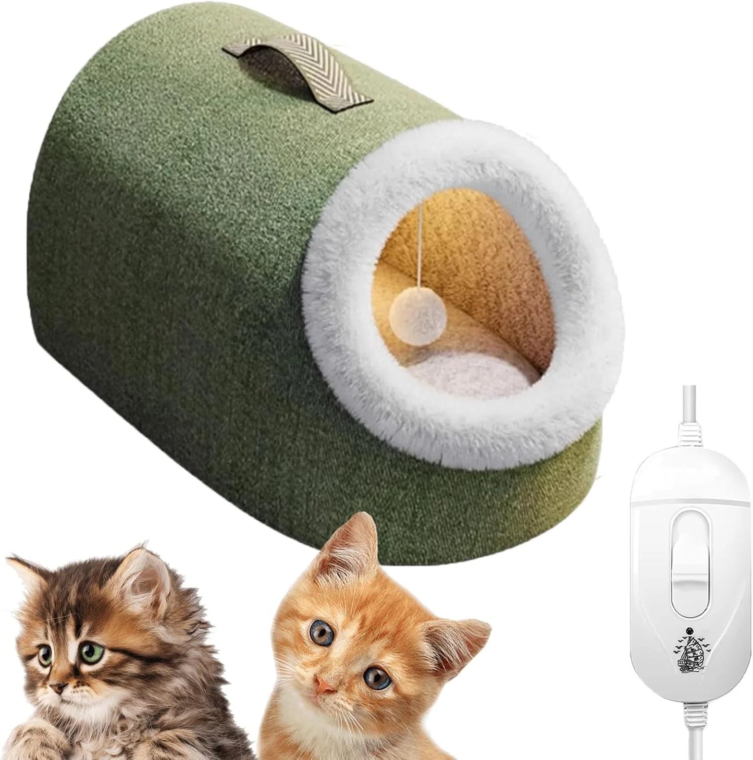 خانه گربه گرمایشی WHIPIN، پد غار تخت سگ گرمایشی برقی با قابلیت تنظیم دما در 9 سطح، خانه حیوانات خانگی داخلی زمستانی گرم و دنج، پناهگاه گربه گرمایشی برای داخل و خارج از منزل (سایز: بزرگ)