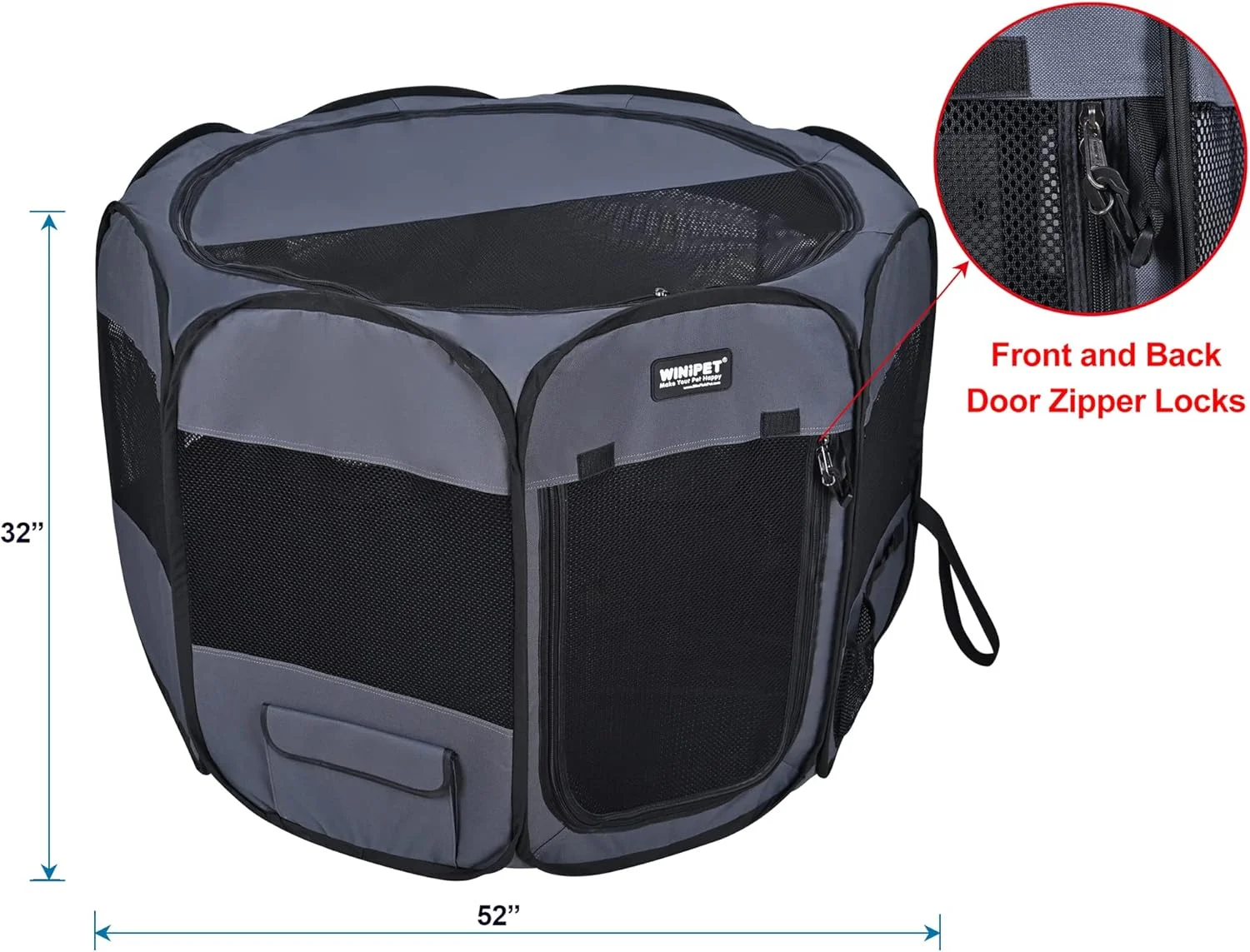 محوطه بازی تاشو نرم حیوانات خانگی Winipet با 2 درب، به همراه کیف حمل و کاسه سیلیکونی با گرید غذایی، محوطه بازی قابل حمل سگ و گربه در 10 سایز و 12 رنگ، محوطه تمرین، خانه حیوانات خانگی داخلی و خارجی