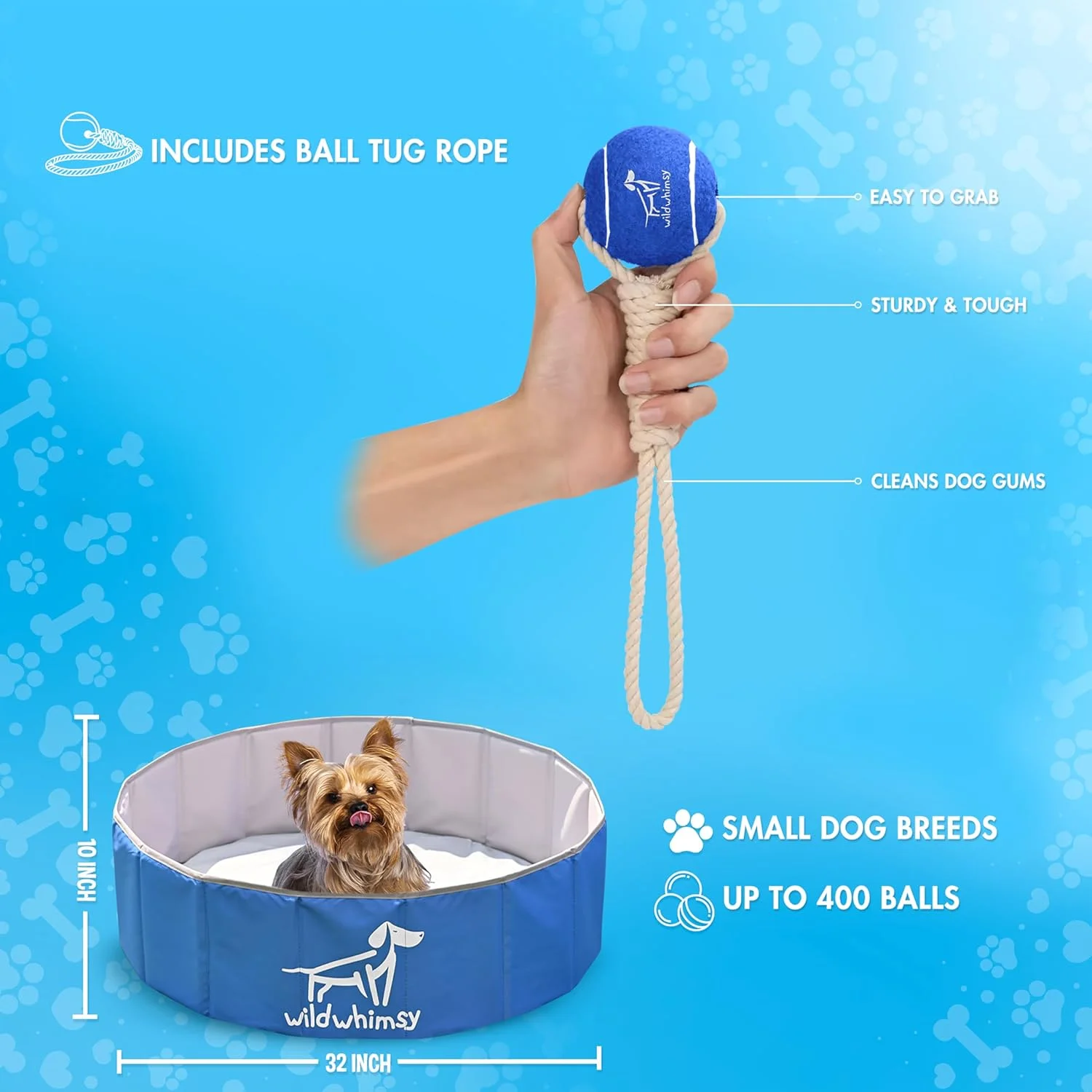 استخر توپ سگ Wild Whimsy - استخر توپ تاشو کوچک 48 اینچی برای سگ ها - محوطه بازی داخلی و خارجی با حلقه تقویت فلزی - دارای کیف نگهداری - گنجایش بیش از 600 توپ 2.75 اینچی استخر توپ سگ Wild Whimsy - استخر توپ تاشو کوچک 48 اینچی برای سگ ها - محوطه بازی داخلی و خارجی با حلقه تقویت فلزی - دارای کیف نگهداری - گنجایش بیش از 600 توپ 2.75 اینچی