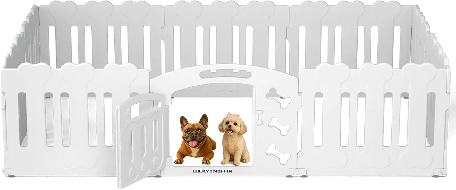 محوطه بازی سگ Lucky Muffin با درب و جعبه زایمان، حصار پلاستیکی سبک وزن 10 پنلی برای حیوانات خانگی کوچک تا متوسط، استفاده در فضای داخلی/خارجی، قابل حمل، بادوام، ضد لغزش، مونتاژ آسان محوطه بازی سگ Lucky Muffin با درب و جعبه زایمان، حصار پلاستیکی سبک وزن 10 پنلی برای حیوانات خانگی کوچک تا متوسط، استفاده در فضای داخلی/خارجی، قابل حمل، بادوام، ضد لغزش، مونتاژ آسان