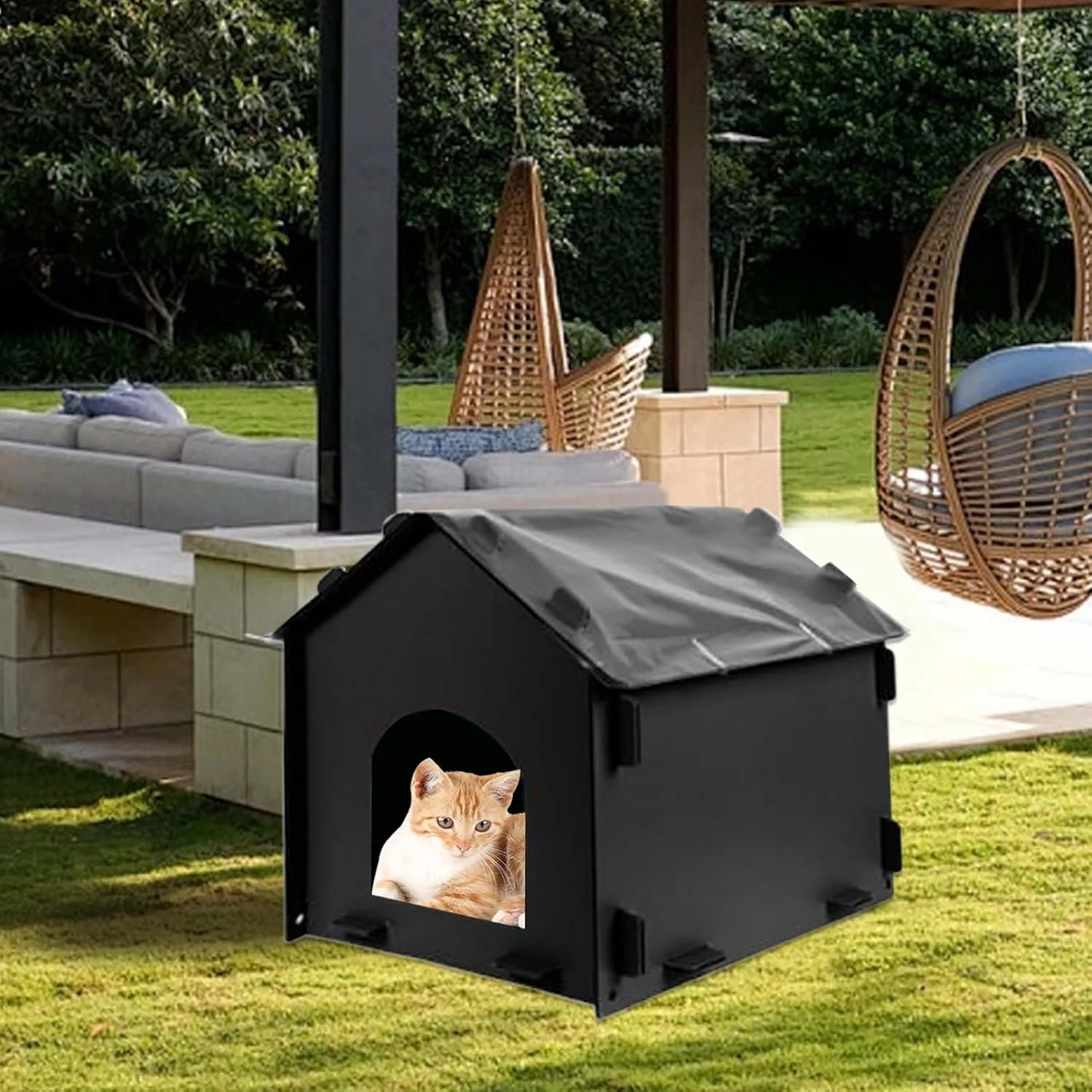 خانه گربه ضد آب مناسب فضای باز | غار ضد آب سگ | خانه خواب جداشدنی عایق بندی شده و ضد باد برای گربه ها، سگ ها و حیوانات کوچک، مناسب پاسیو، بالکن، کمپینگ، مسافرت، تابستان و زمستان