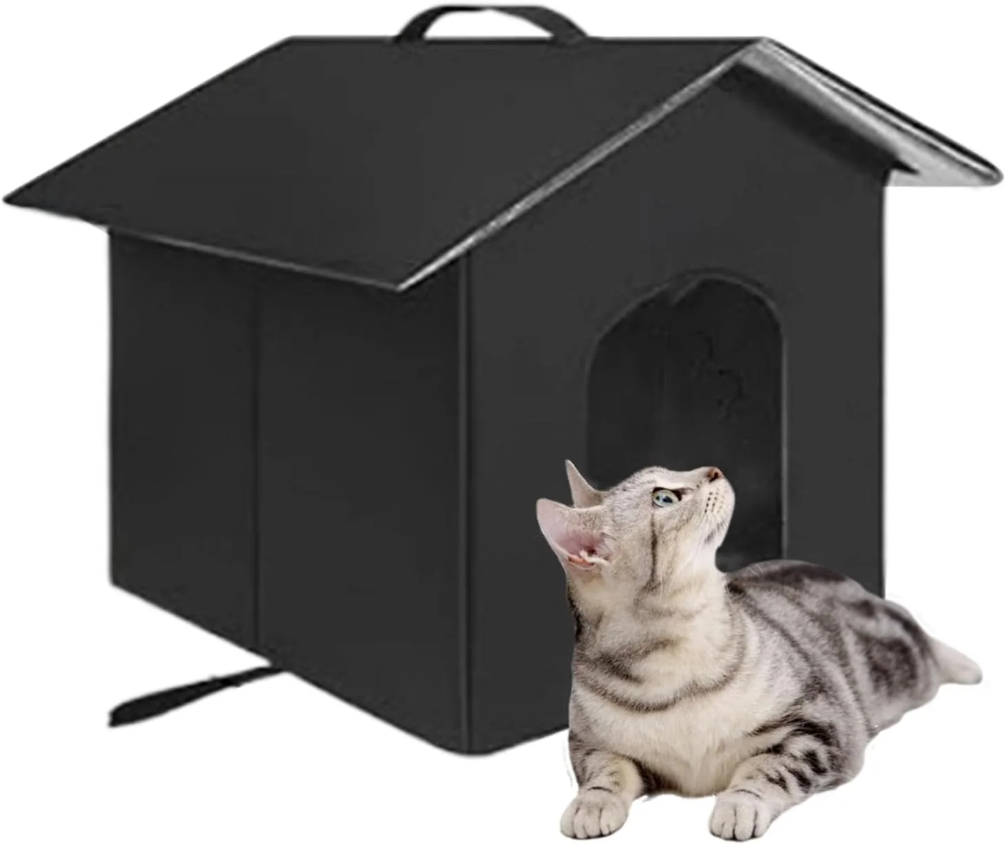 خانه گربه ضد آب و هوا برای فضای باز، پناهگاه گرم و راحت برای حیوانات خانگی در زمستان، لانه غار بچه گربه تاشو و قابل شستشو برای ایوان، چمن، باغ، حیاط، بالکن و حیاط خلوت