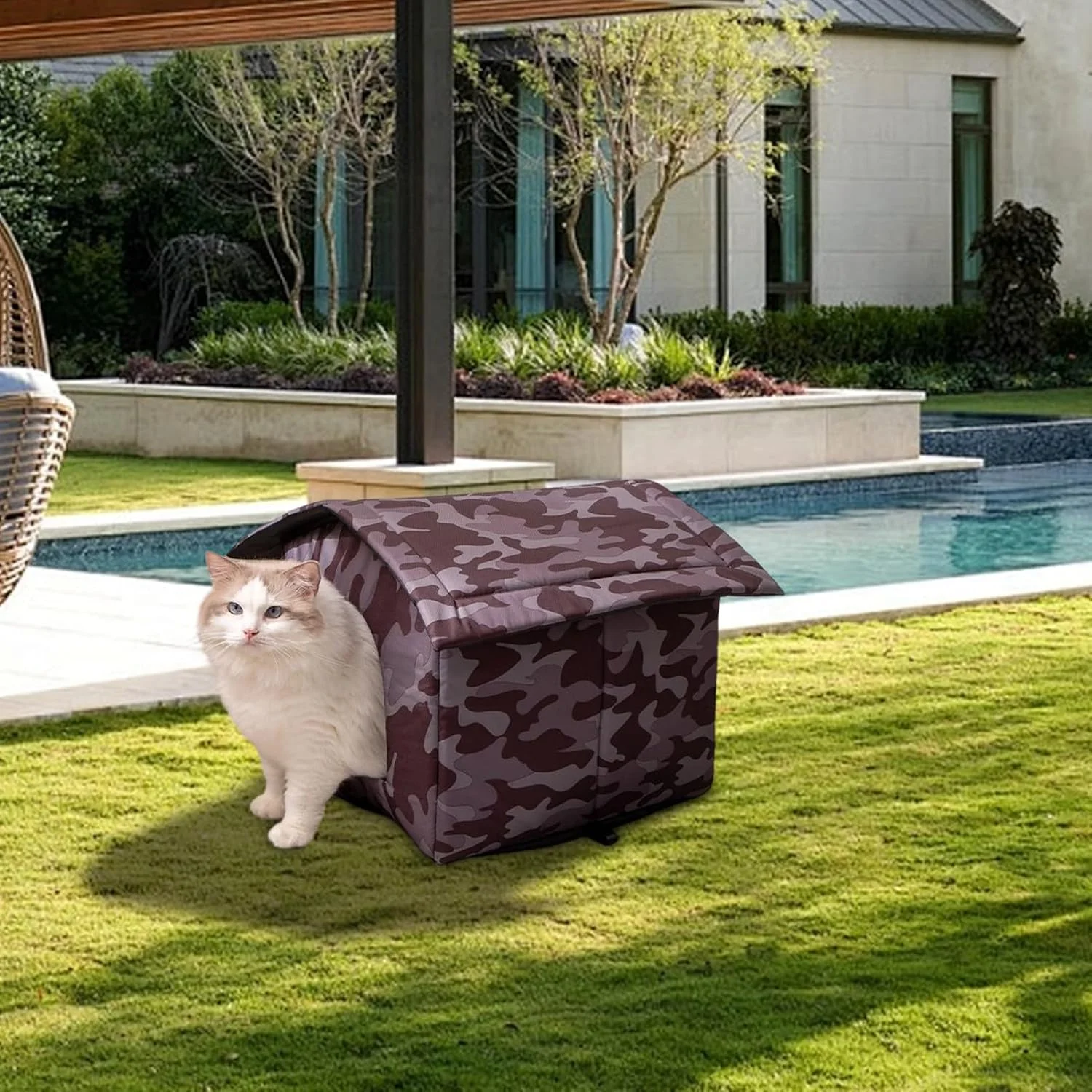 Weatherproof Cat House - Windproof Pet Shelter | Waterproof Pet House for Patio Outdoors Garden Backyard Camping Apartment Balcony Field Courtyard