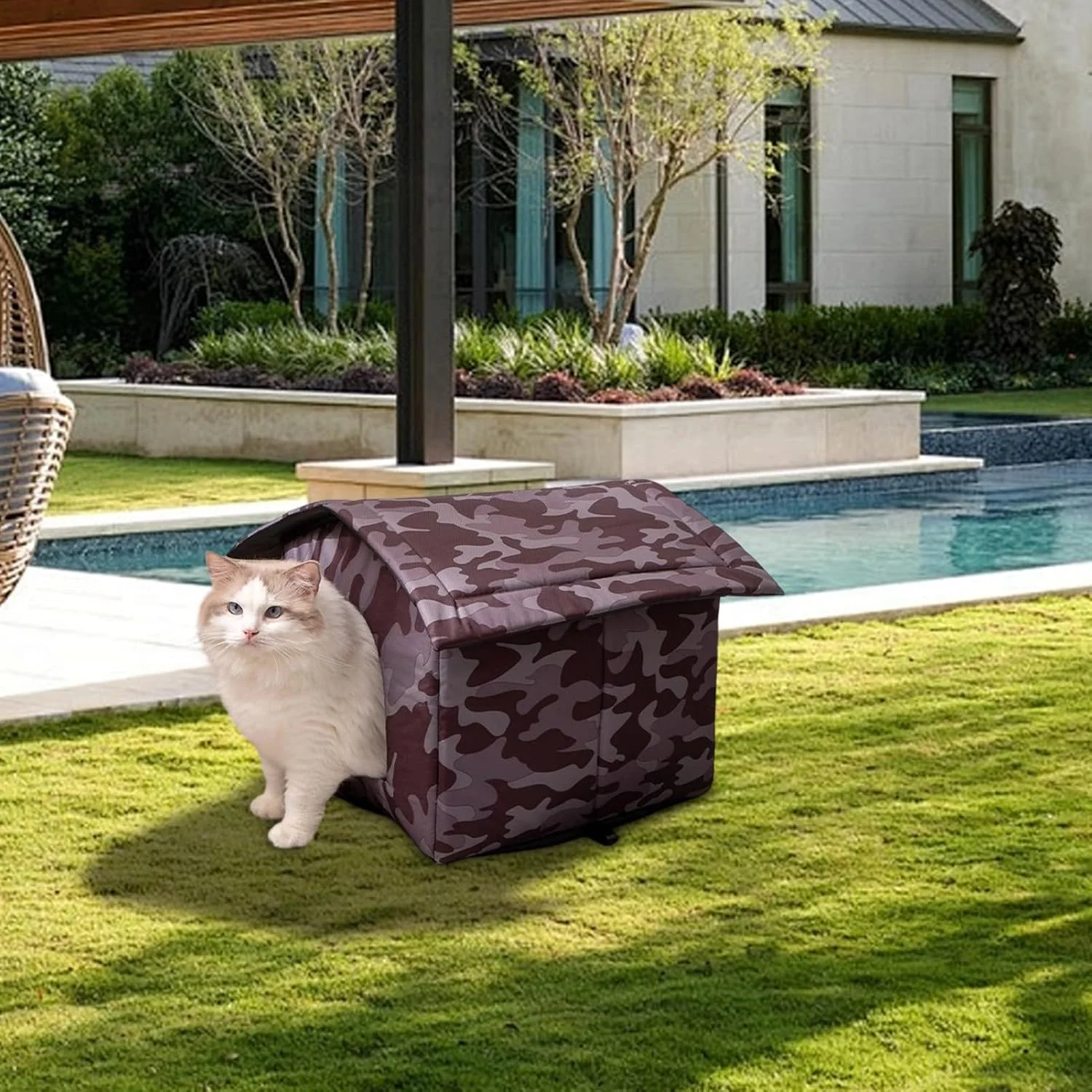 خانه گربه ضد آب، پناهگاه حیوانات خانگی ضد باد، خانه حیوانات خانگی مقاوم در برابر آب و هوا برای کمپینگ در فضای باز، پاسیو، حیاط، آپارتمان، باغ، داخل خانه، حیاط خلوت، مزرعه