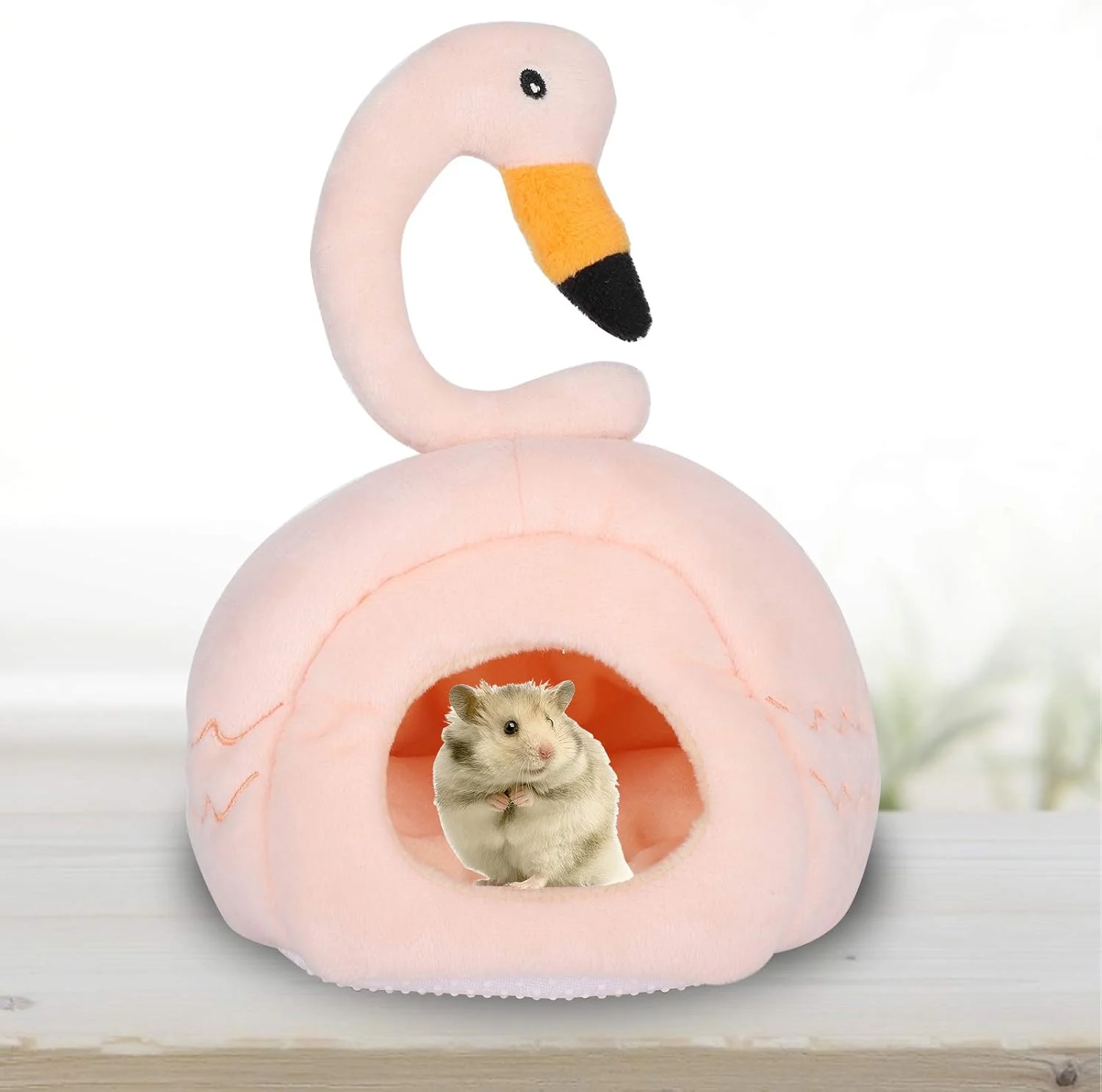 خانه حیوانات خانگی کوچک BPOMEN، خانه همستر صورتی مقاوم در برابر سایش، لوازم حیوانات خانگی با تهویه و ضد لغزش به شکل قو برای جوجه تیغی، چینچیلا و سنجاب