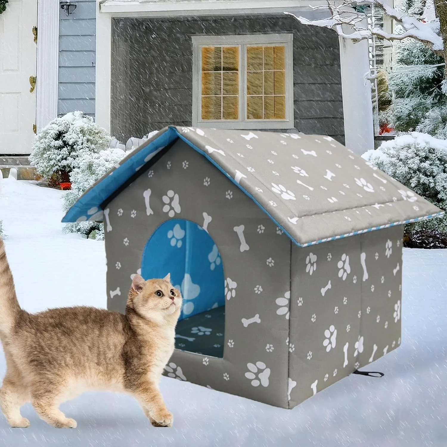 تخت خواب گربه ضد آب، مقاوم در برابر باران و سرما، لانه گرم گربه زمستانی، لوازم خواب چادر توله سگ گرم، برای هوای سرد داخلی و خارجی