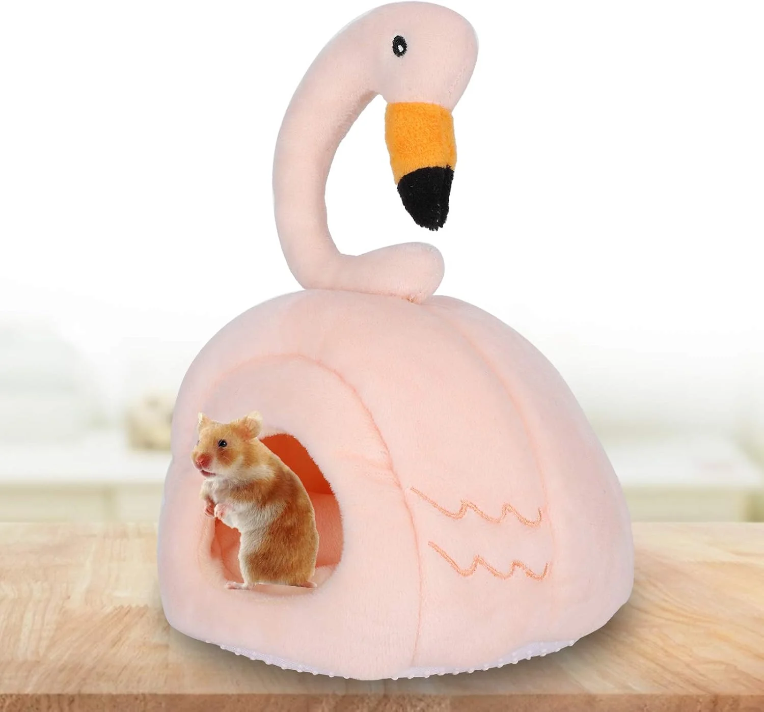 خانه حیوانات خانگی کوچک BPOMEN، خانه همستر صورتی مقاوم در برابر سایش، لوازم حیوانات خانگی با تهویه و ضد لغزش به شکل قو برای جوجه تیغی، چینچیلا و سنجاب