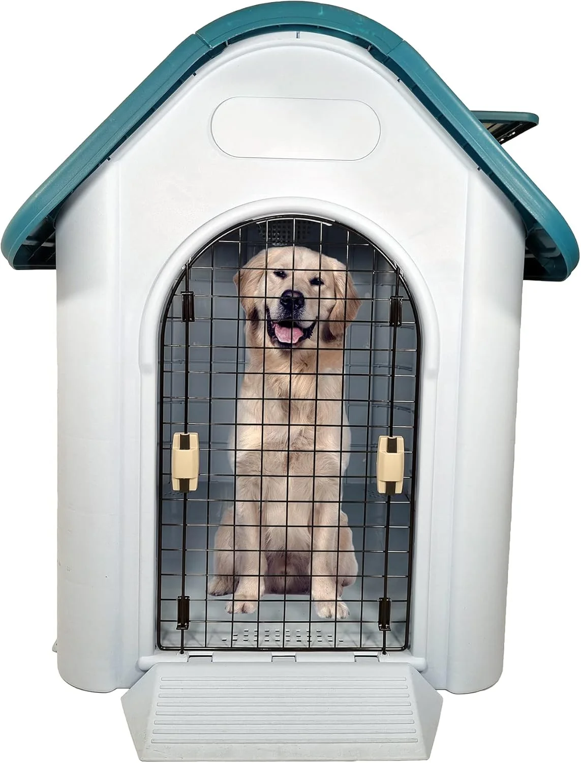 خانه سگ پلاستیکی ضد آب با سقف، ساخته شده از مواد PP بادوام، دارای سوراخ های تهویه، درب قفل دار و کف مرتفع، پناهگاه حیوانات خانگی داخلی/خارجی برای سگ های بزرگ، مونتاژ آسان، 113 سانتی متر (آبی) خانه سگ پلاستیکی ضد آب با سقف، ساخته شده از مواد PP بادوام، دارای سوراخ های تهویه، درب قفل دار و کف مرتفع، پناهگاه حیوانات خانگی داخلی/خارجی برای سگ های بزرگ، مونتاژ آسان، 113 سانتی متر (آبی)