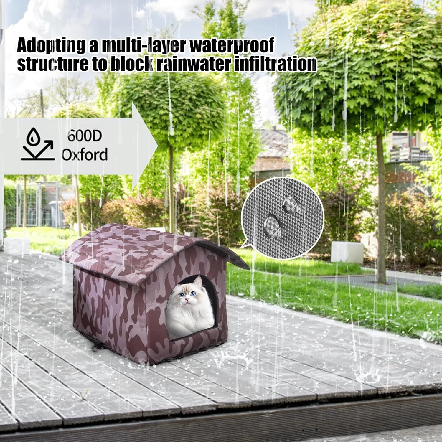 خانه گربه ضد آب، پناهگاه حیوانات خانگی ضد لغزش - خانه حیوانات خانگی مقاوم در برابر خراش برای داخل و خارج از خانه، کمپینگ، حیاط خلوت، حیاط، بالکن، پاسیو، باغ، مزرعه