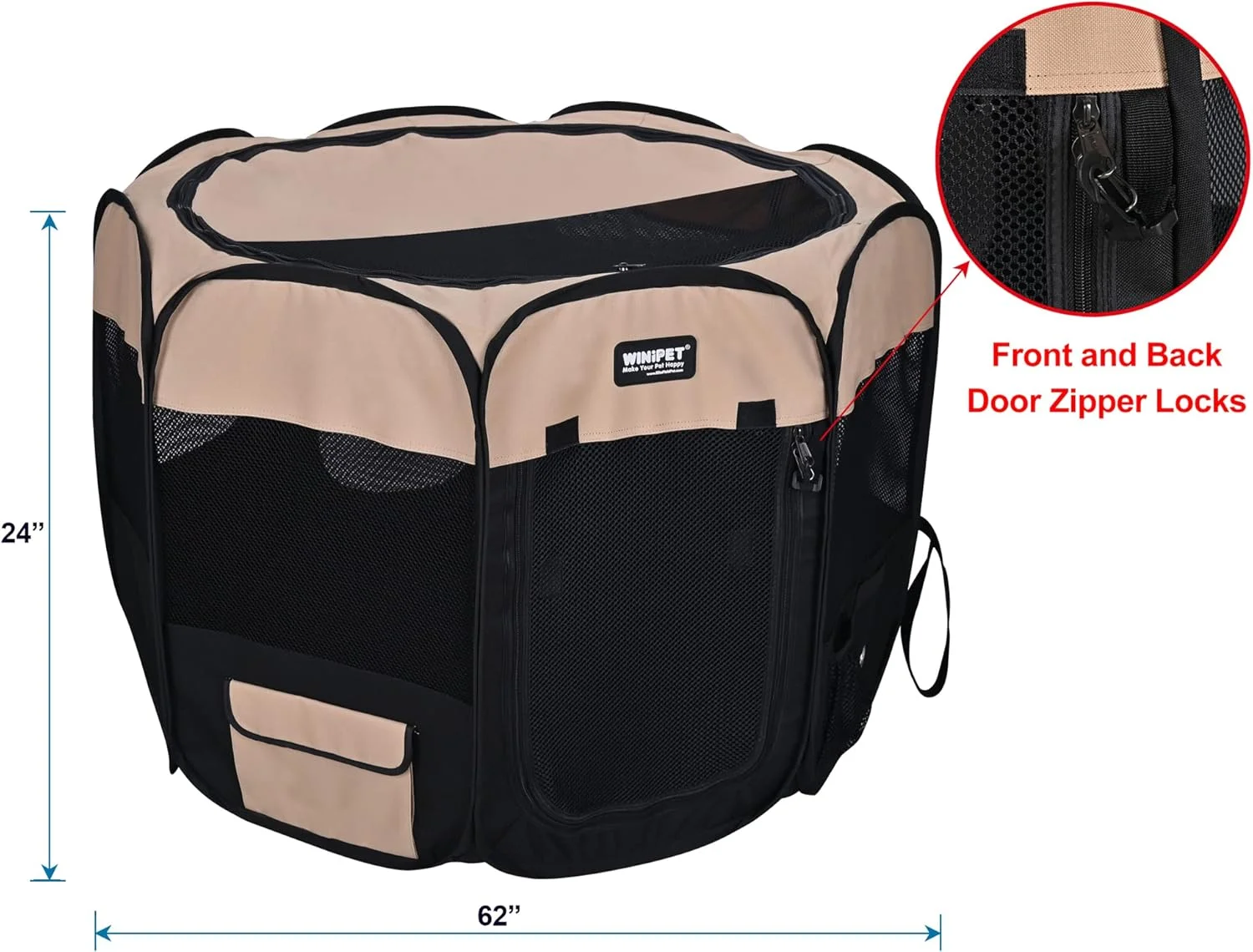 محوطه بازی تاشو نرم حیوانات خانگی 2 درب WINiPET، به همراه کیف حمل و کاسه سیلیکونی با گرید غذایی، محوطه بازی قابل حمل سگ و گربه در 10 سایز و 12 رنگ، محوطه تمرین، خانه حیوانات خانگی داخلی و خارجی