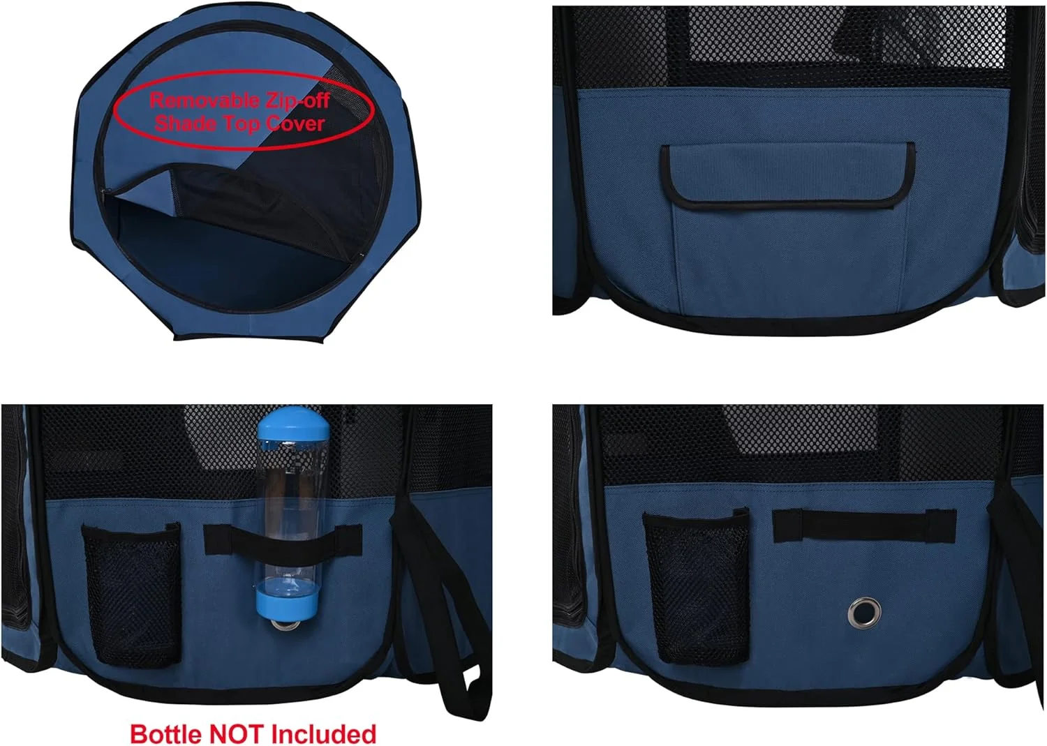 پارک بازی تاشو نرم حیوانات خانگی 2 درب WINiPET، به همراه کیف حمل و کاسه سیلیکونی با گرید غذایی، پارک بازی قابل حمل سگ و گربه در 10 سایز و 12 رنگ، قلم ورزشی، خانه حیوانات خانگی داخلی و خارجی