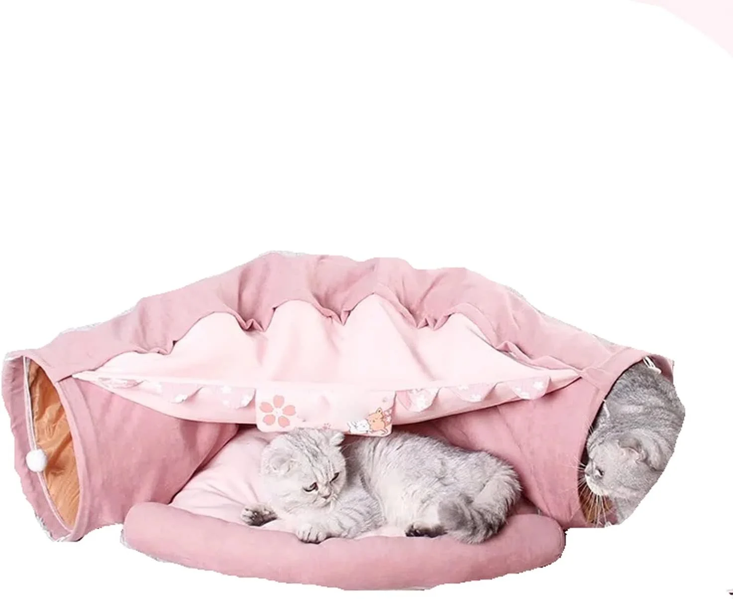 خانه سگ وانام، تخت تونلی گربه های خانگی، اسباب بازی تعاملی، تاشو، متحرک، مناسب گربه، راسو، خرگوش، تونل لوله ای با توپ، خانه سرگرم کننده گربه ها (رنگ: صورتی)