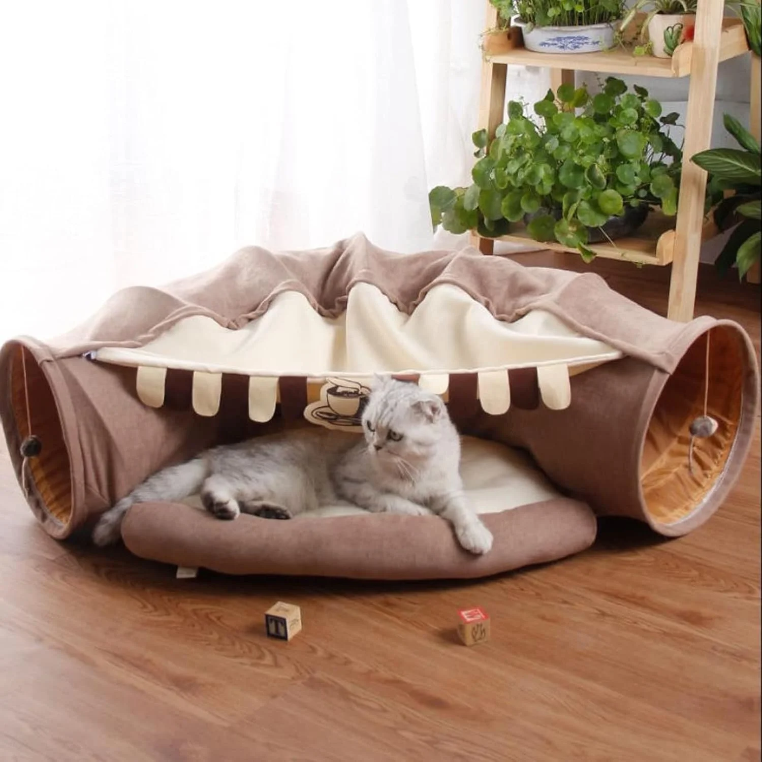 خانه سگ وانام، تخت تونلی گربه های خانگی، اسباب بازی تعاملی، تاشو، متحرک، مناسب گربه، راسو، خرگوش، تونل لوله ای با توپ، خانه سرگرم کننده گربه ها (رنگ: صورتی)