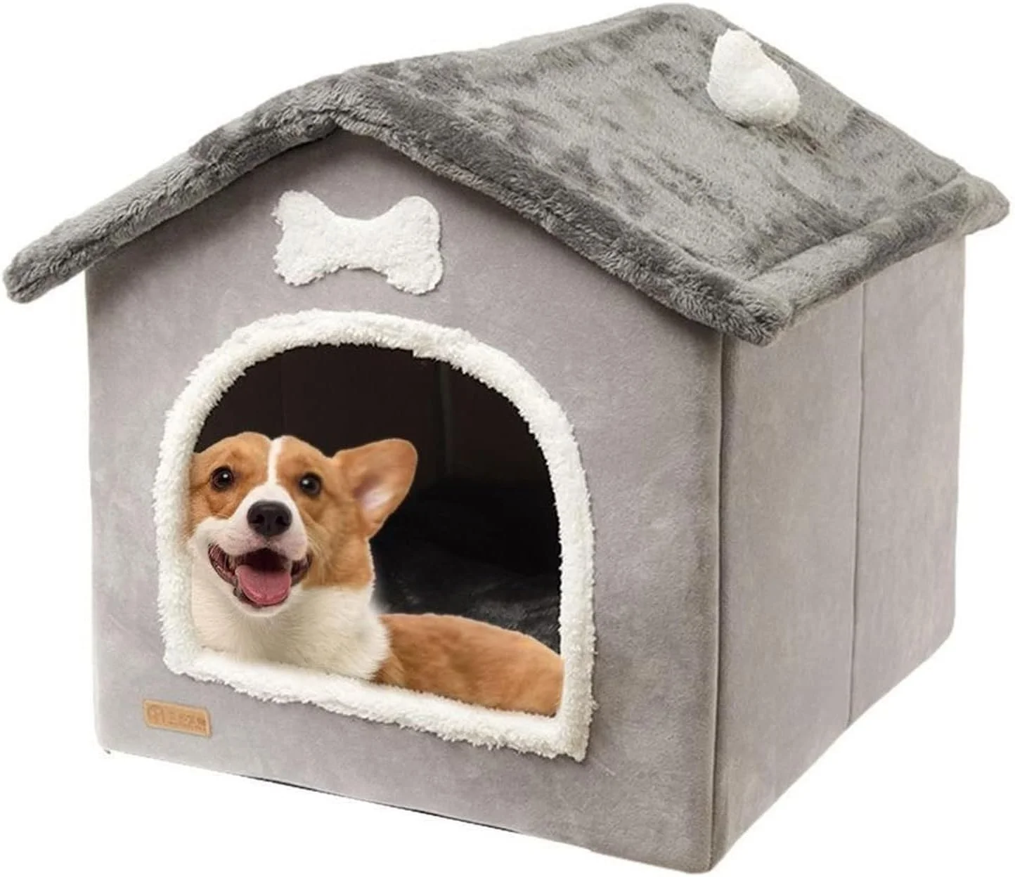 خانه سگ وانام، خانه سگ داخلی، لانه خواب گرم و مخملی سرپوشیده با کوسن قابل جابجایی، خانه سگ با مونتاژ آسان برای سگ های کوچک