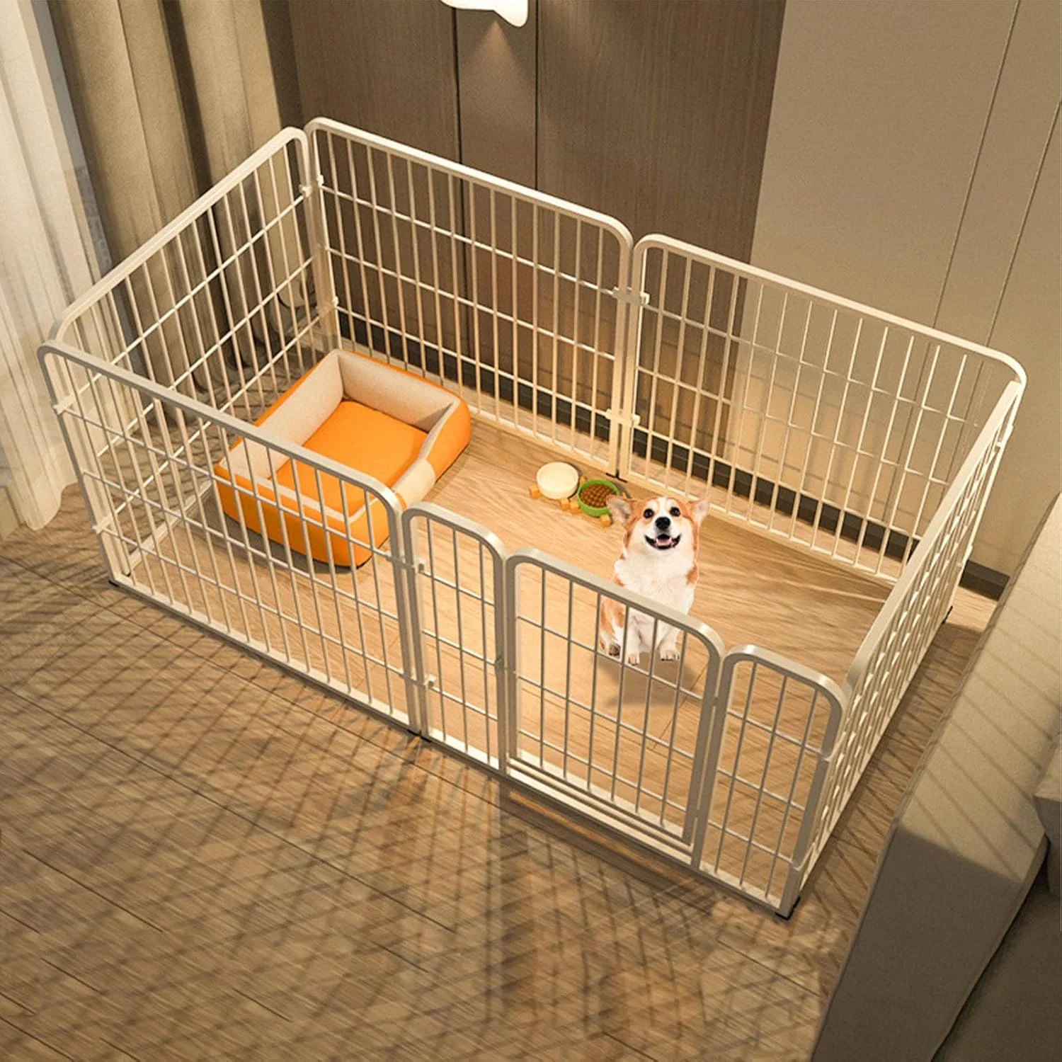 محوطه بازی سگ VyonNe، مناسب فضای باز، 6 پنل، قفس سنگین سگ، طول 47 اینچ، محوطه بازی توله سگ، مناسب فضای داخل، ضد زنگ، حصار ورزشی دارای درب، مناسب بازی حیوانات خانگی متوسط/کوچک در کمپینگ RV و حیاط (سفید)