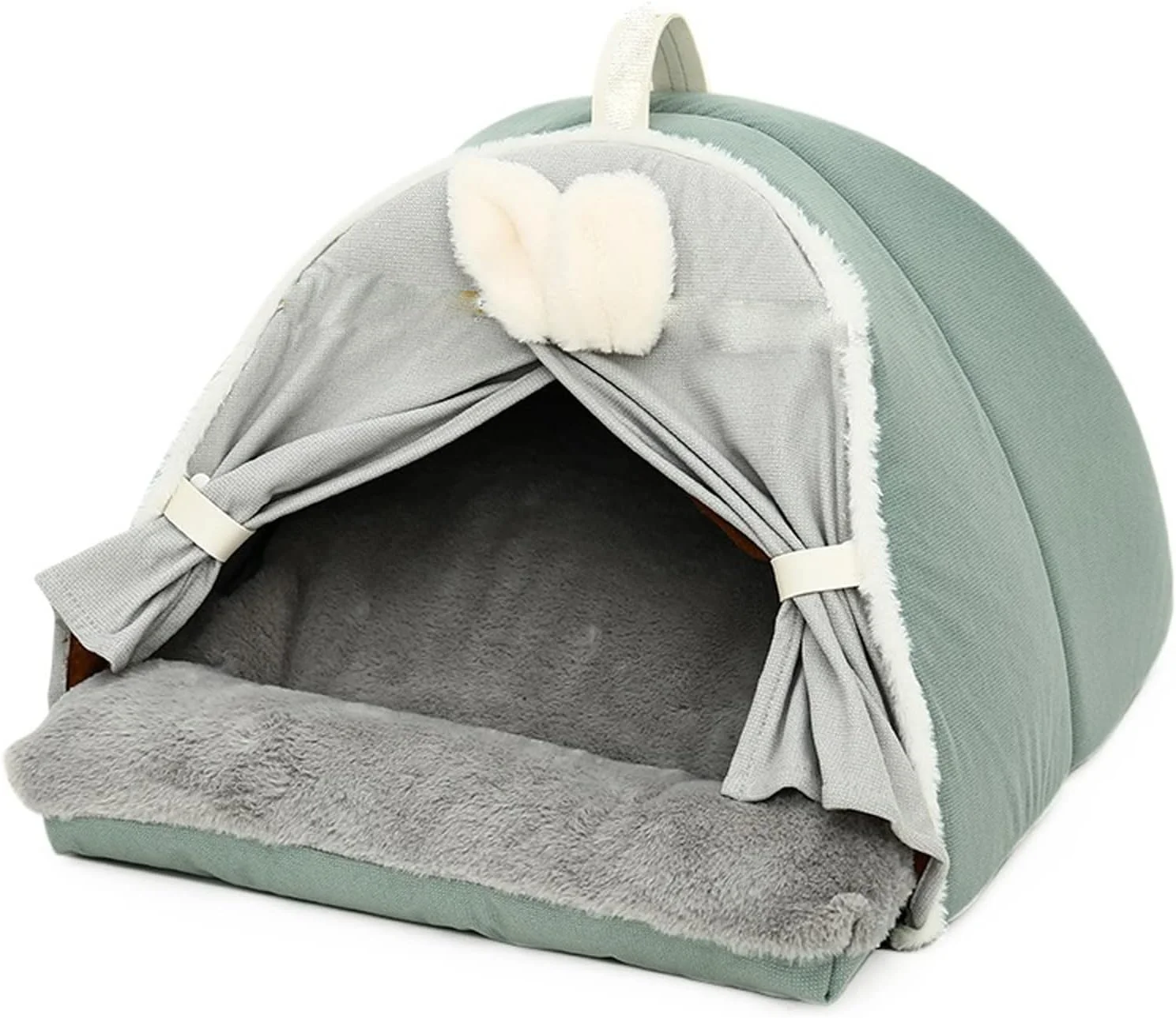 تخت خواب کوچک سگ VIZCO، تخت چادری گرم برای گربه ها، فوق العاده نرم و ضخیم، خانه نیمه محصور گربه، خانه خواب ناز (رنگ: آبی تیره، سایز: کوچک)