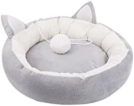 تخت خواب کوچک سگ VIZCO، تخت خواب گربه، مدل سوکت گوش، نرم و گرم، کوسن گرد خانگی قابل شستشو، لوازم حیوانات خانگی (رنگ: خاکستری، سایز: متوسط)