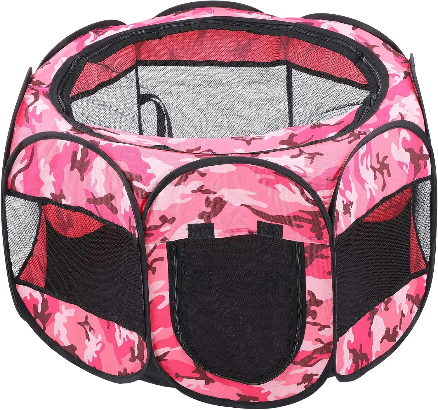 محوطه بازی قابل حمل حیوانات خانگی Vomeko، محوطه بازی تاشو حیوانات خانگی، چادر سگ و گربه، زمین بازی توری فضای باز برای سگ ها و گربه ها (XBD95 رنگ استتار S)