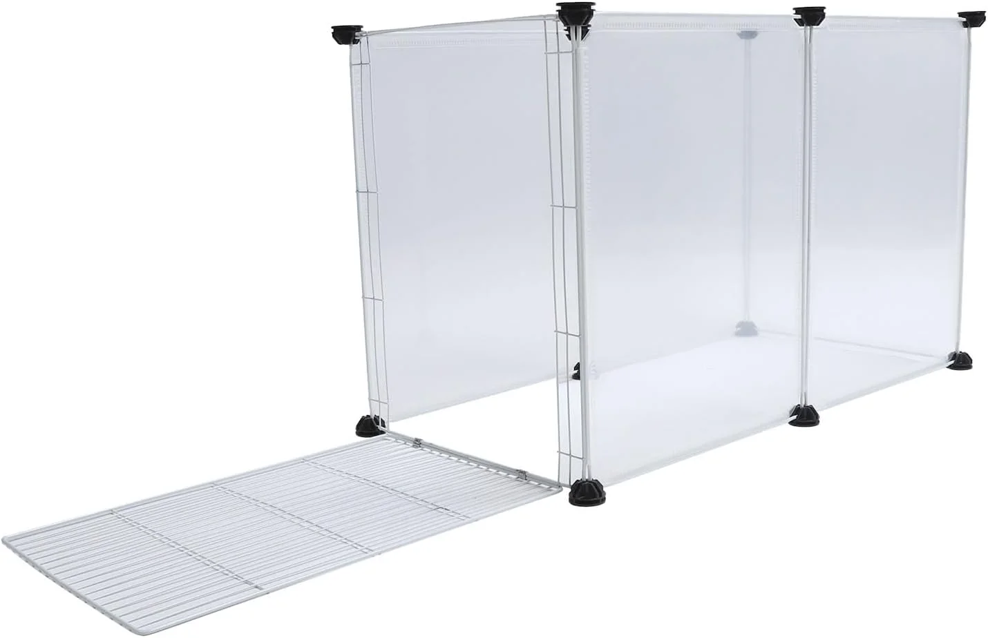 فنس حیوانات خانگی Vomeko، مونتاژ آسان قابل حمل پلاستیکی شفاف محفظه سگ و گربه، حیوانات کوچک، قفس توله سگ، مناسب برای حیوانات خانگی کوچک و متوسط (6 قطعه سایز کوچک)