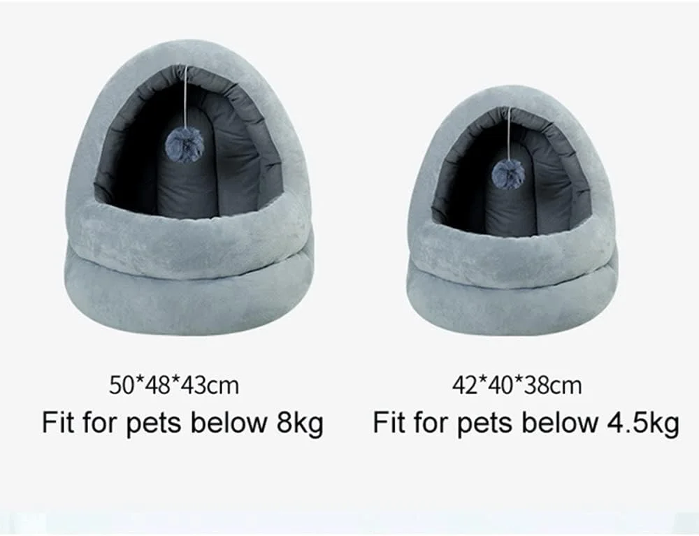تخت خواب کوچک سگ و گربه VIZCO، سبد گربه قابل شستشو، تخت خواب گرم با بالش، تشک حیوانات خانگی قابل جابجایی، لوازم گربه (رنگ: خاکستری تیره، اندازه: 42x40x38 سانتی متر)