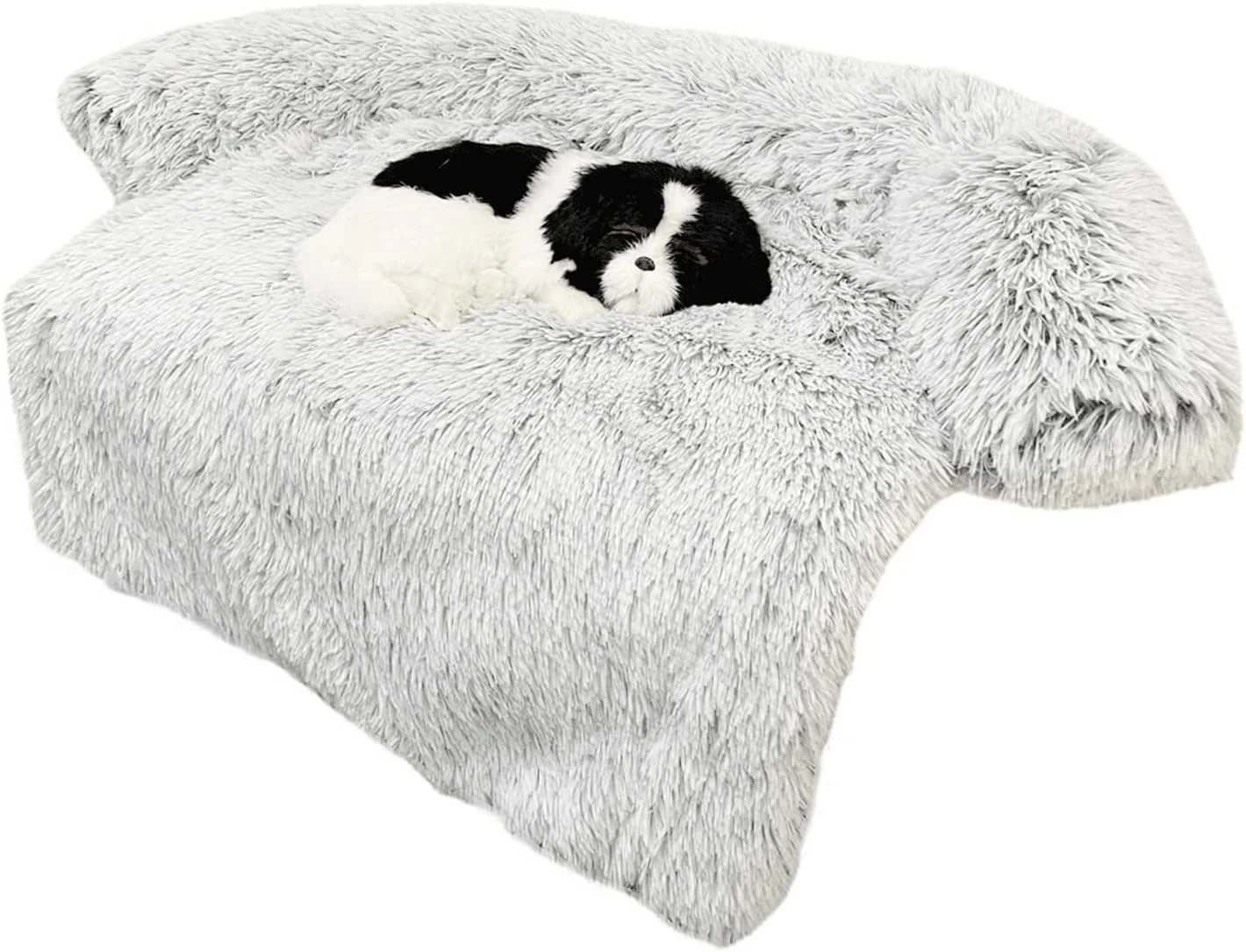 تخت سگ کوچک VIZCO، مبل حیوانات خانگی قابل شستشو، تخت آرامش بخش سگ برای سگ های بزرگ، پتوی مبل، تشک تخت گربه گرم زمستانی، محافظ مبلمان کف خودرو (رنگ: سفید، سایز: XS)