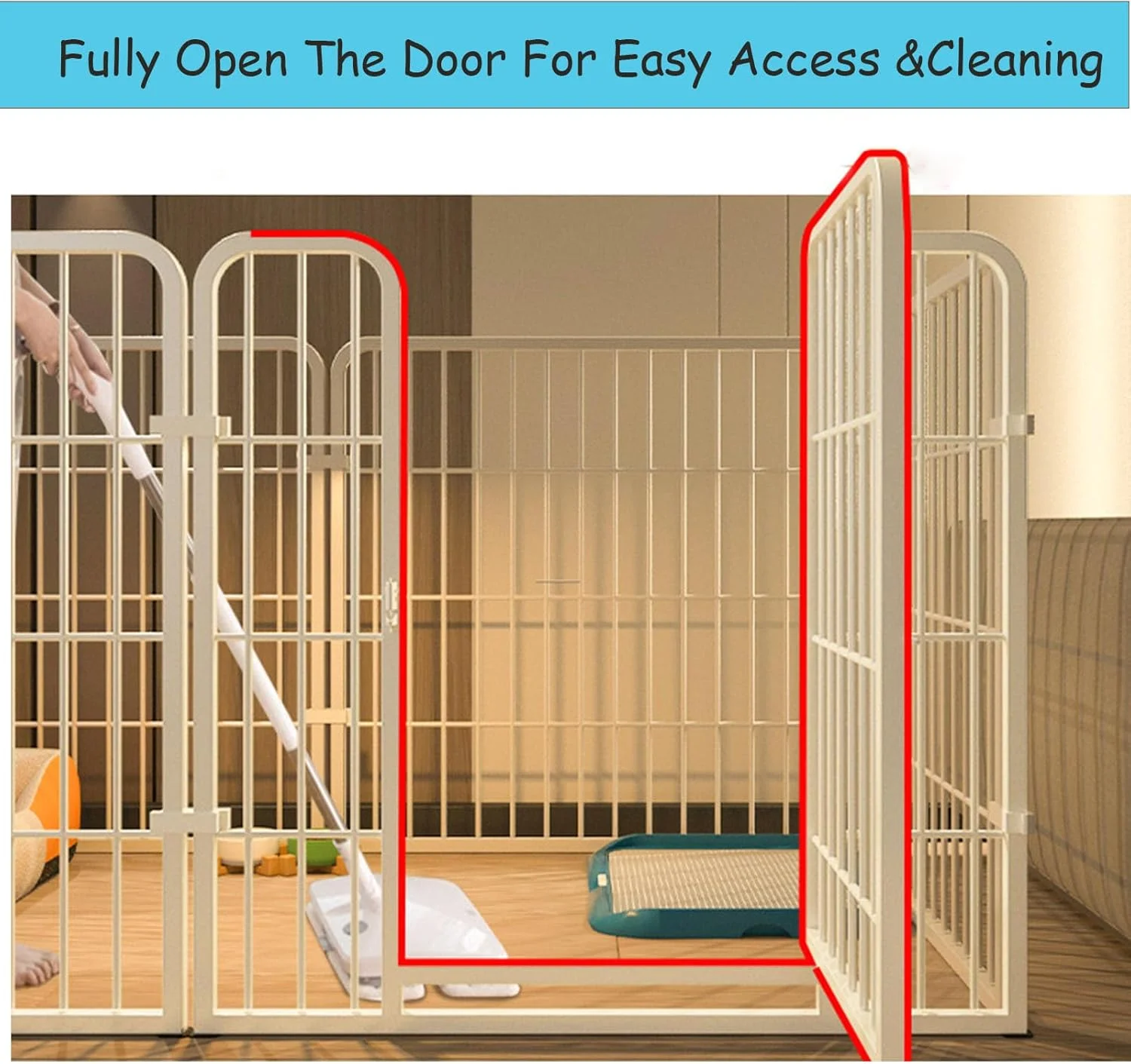 محوطه بازی سگ VyonNe، مناسب فضای باز، 6 پنل، قفس سنگین سگ، طول 47 اینچ، محوطه بازی توله سگ، مناسب فضای داخل، ضد زنگ، حصار ورزشی دارای درب، مناسب بازی حیوانات خانگی متوسط/کوچک در کمپینگ RV و حیاط (سفید)