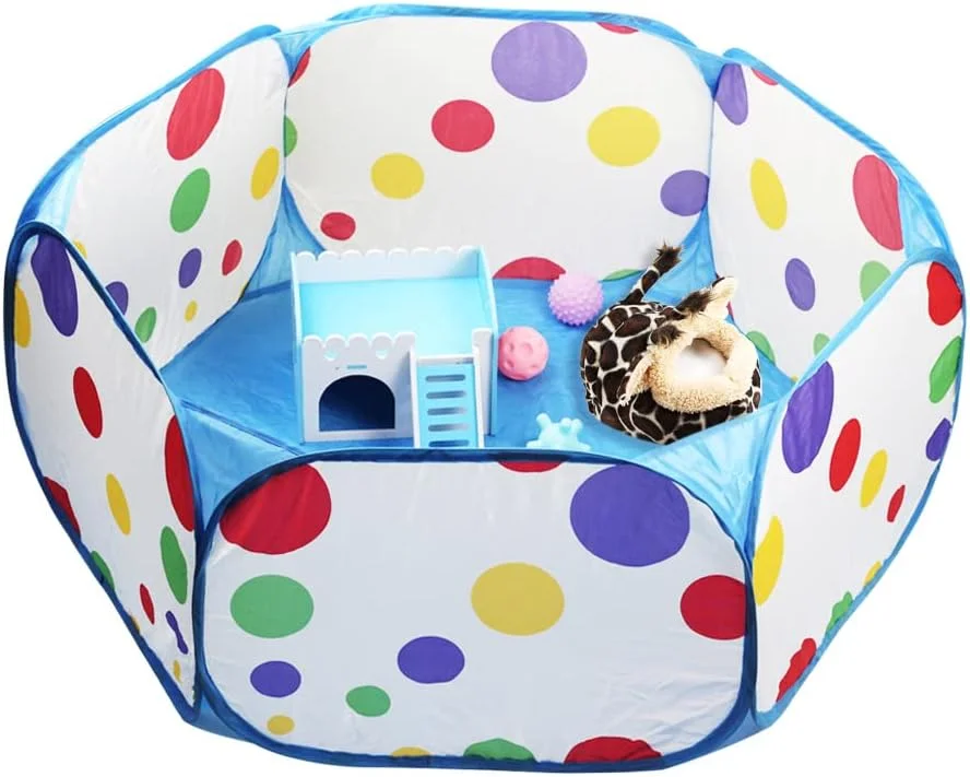 محوطه بازی حیوانات کوچک VOANZO، حصار تمرینی قابل حمل در فضای باز، چادر بازی تاشو برای خوکچه هندی، همستر، چینچیلا، جوجه تیغی و خرگوش، آبی