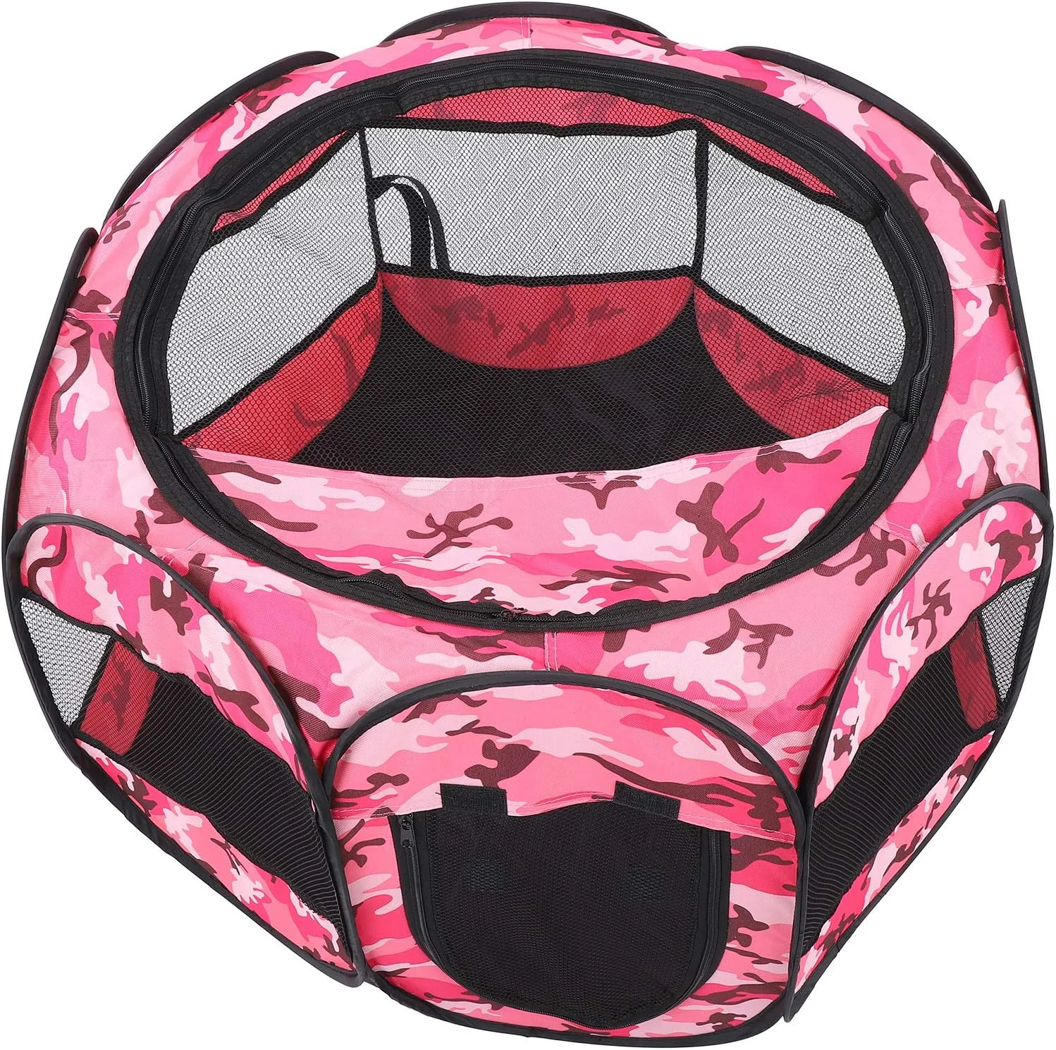 محوطه بازی قابل حمل حیوانات خانگی Vomeko، محوطه بازی تاشو حیوانات خانگی، چادر سگ و گربه، زمین بازی توری فضای باز برای سگ ها و گربه ها (XBD95 رنگ استتار S)