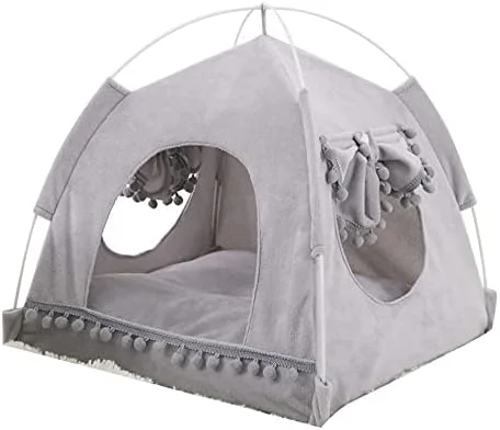 تخت خواب کوچک سگ VIZCO، چادر گربه، تخت خواب نرم تابستانی، خانه غار، سبد راحت، خانه خواب سگ، مناسب فضای داخلی (رنگ: خاکستری، سایز: کوچک)