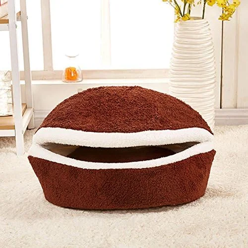 ویژگی های VIZCO لانه سگ کوچک، لوازم حیوانات خانگی سگ کوچک، محصولات کیسه خواب، تخت سگ زمستانی کوچک (رنگ: قهوه ای، سایز: متوسط)
