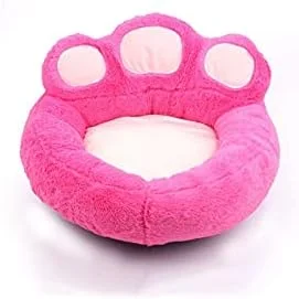 تخت خواب کوچک سگ VIZCO طرح پنجه خرس کارتونی، خانه تخت خواب گرم سگ، کوسن خواب گربه، مبل کوسن سگ، لانه حیوانات خانگی (رنگ: صورتی، سایز: بزرگ)