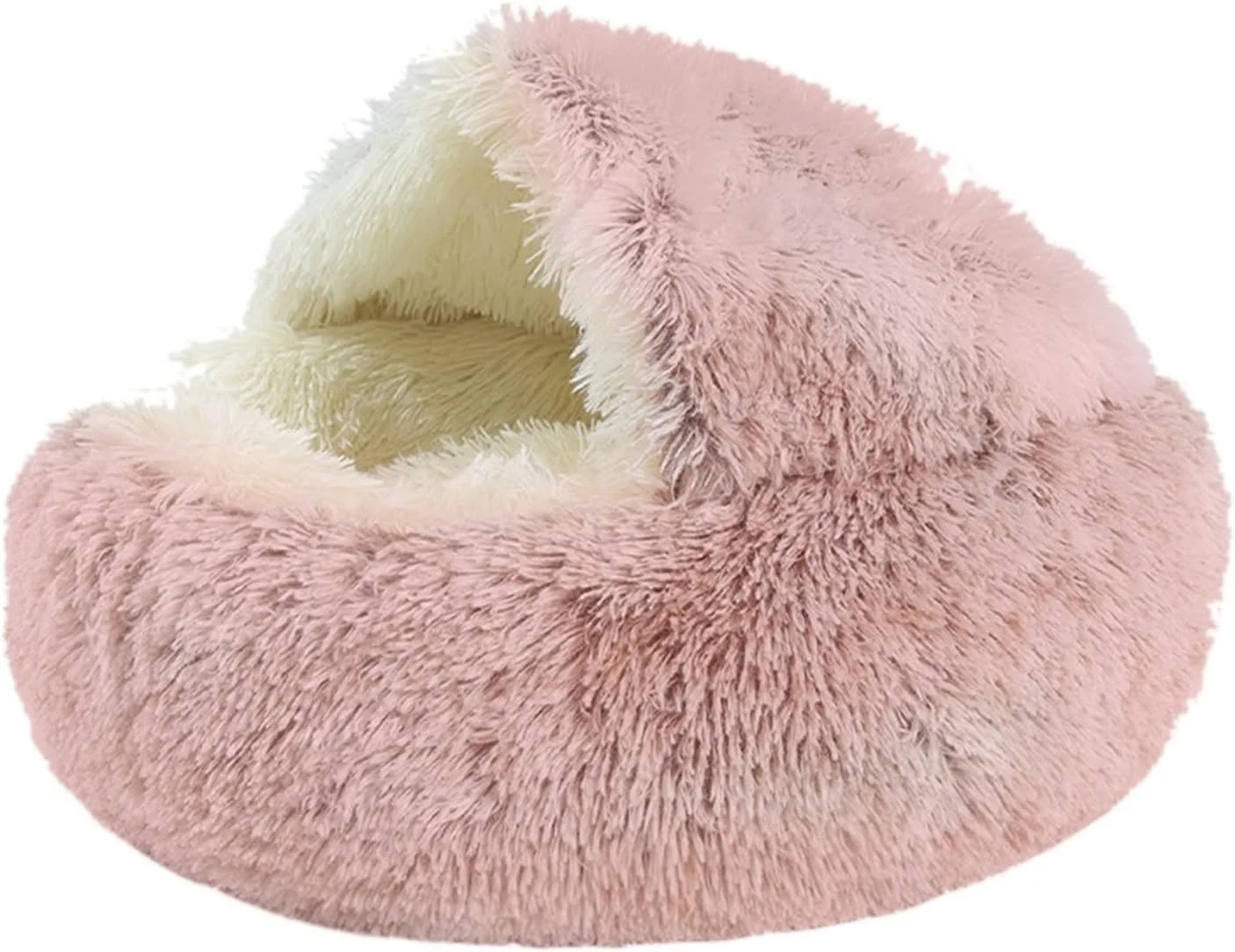 تخت خواب کوچک سگ VIZCO، تخت خواب گرد مخملی گربه، خانه گرم گربه، تخت خواب نرم و بلند سگ برای سگ های کوچک، لانه گربه 2 در 1، کوسن تخت حیوانات خانگی، مبل خواب (رنگ: صورتی، سایز: متوسط)