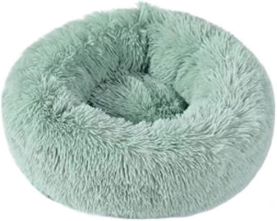 VIZCO Lumbar Support Dog Bed Long Plush Dount Basket Calming Cat Beds Pet Kennel House Soft Fluffy Cushion Sleeping Bag Mat For Large Dogs (Color : Dark blue, Size : Medium50CM)