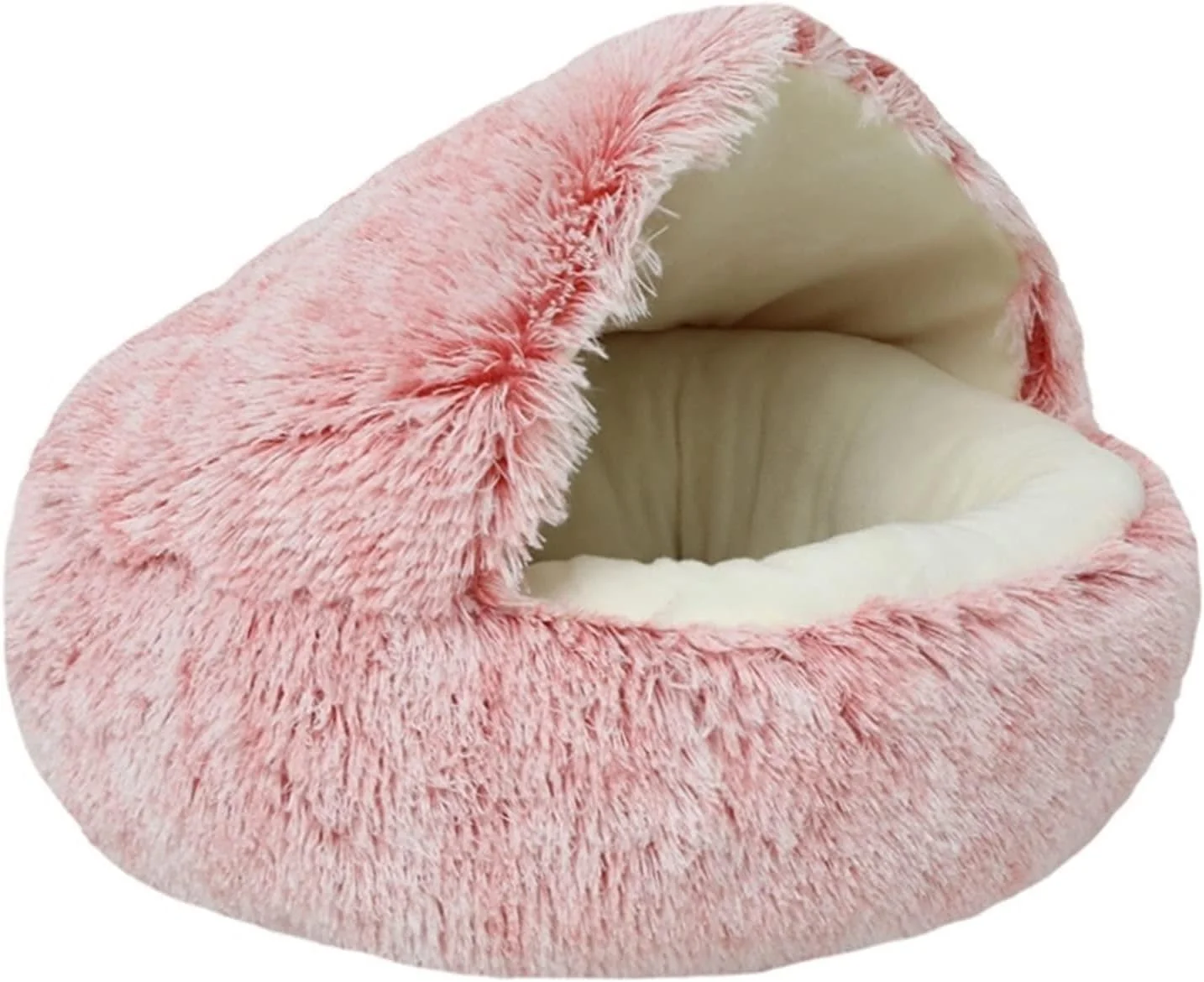 تخت خواب کوچک سگ VIZCO، تخت گربه ای مخمل خواب دار زمستانی، بالش گرد گربه، خانه گربه 2 در 1، سبد گرم گربه، کیسه خواب حیوانات خانگی، لانه گربه برای سگ و گربه کوچک (رنگ: صورتی-مخمل کوتاه، اندازه: 35x35x16 سانتی متر)