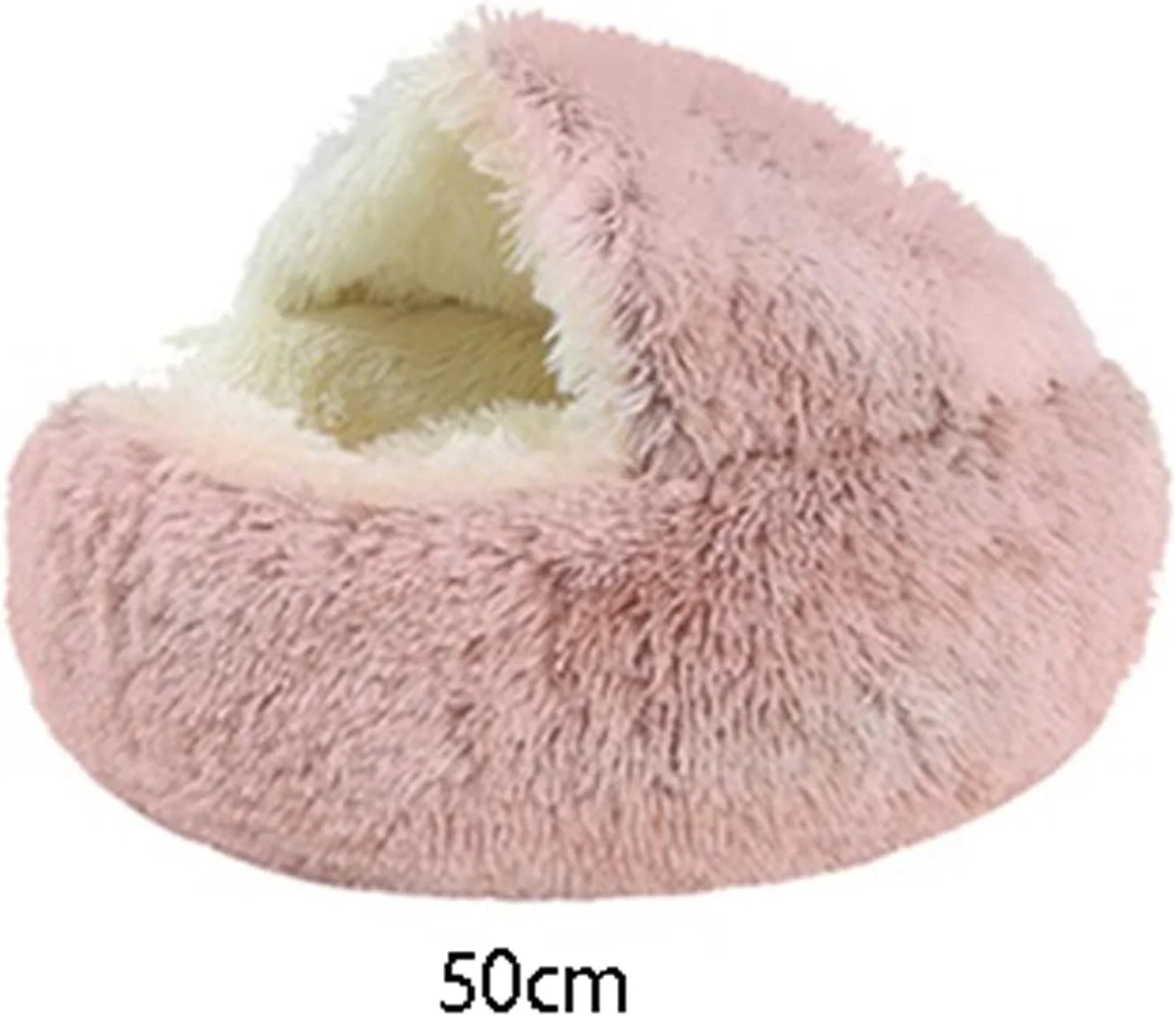 تخت خواب کوچک سگ VIZCO، تخت خواب گرد مخملی گربه، خانه گرم گربه، تخت خواب نرم و بلند سگ برای سگ های کوچک، لانه گربه 2 در 1، کوسن تخت حیوانات خانگی، مبل خواب (رنگ: صورتی، سایز: متوسط)