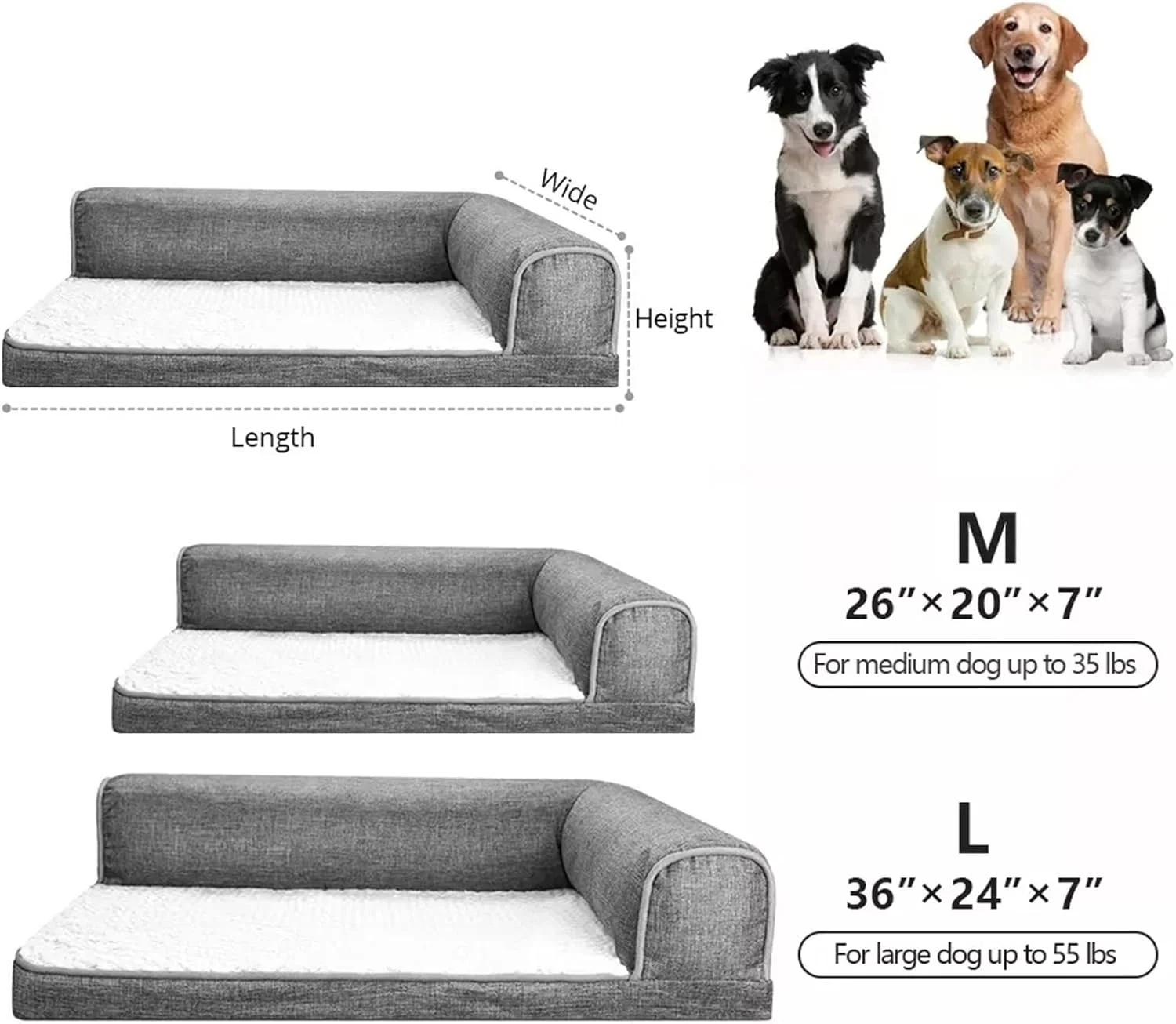 تخت خواب کوچک سگ VIZCO ضد آب، فوق العاده نرم، خانه سگ گربه، مبل گرم پنبه ای، لوازم حیوانات خانگی (سایز: متوسط)