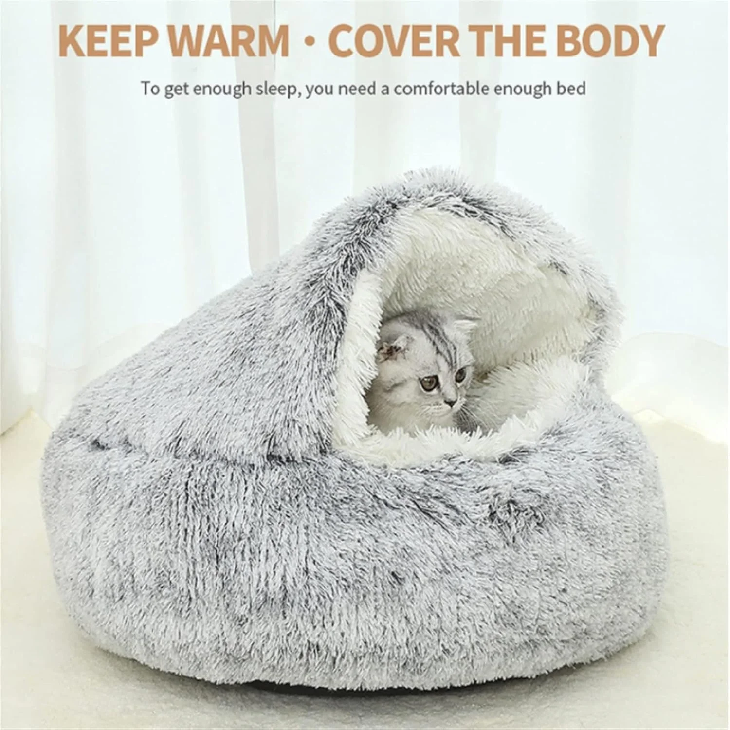 تخت خواب کوچک سگ VIZCO، تخت گربه ای مخمل خواب دار زمستانی، بالش گرد گربه، خانه گربه 2 در 1، سبد گرم گربه، کیسه خواب حیوانات خانگی، لانه گربه برای سگ و گربه کوچک (رنگ: صورتی-مخمل کوتاه، اندازه: 35x35x16 سانتی متر)