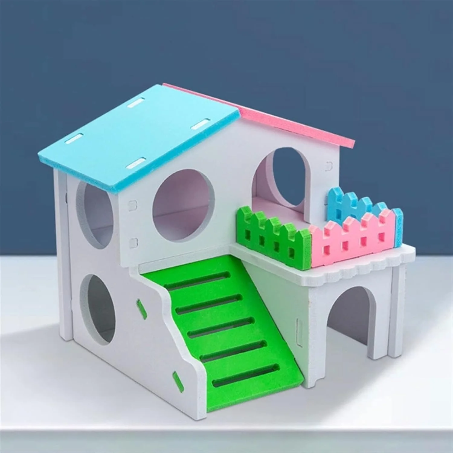 ویلا لانه همستر کوچک VIZCO، خانه همستر، قفس، لانه همستر ویلا رنگی تخت خواب چوبی (رنگ: Hortel)