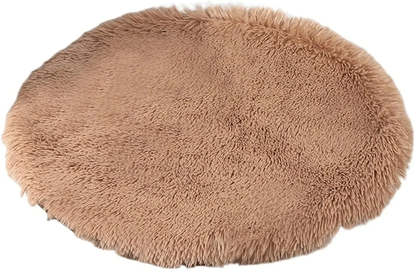 تخت خواب گرد کوچک سگ VIZCO، تشک تخت خواب سگ، تشک مبل تخت حیوانات خانگی پشمی نرم برای سگ ها گربه ها، پتوی خواب گرم، کوسن توله سگ مخمل خواب دار بلند، لوازم جانبی سگ (رنگ: قهوه ای، اندازه: قطر 60 سانتی متر)