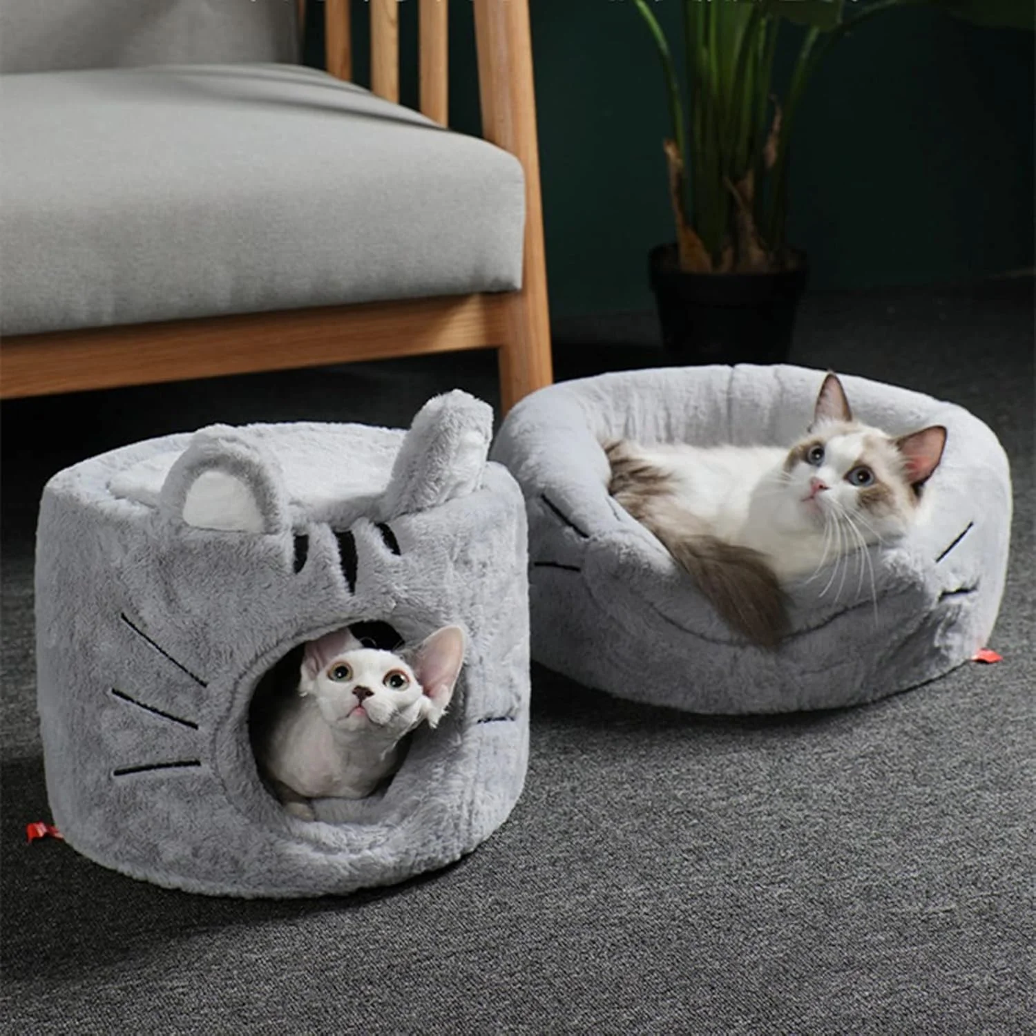 تخت خواب کوچک سگ VIZCO، خانه تخت گربه قابل جابجایی، لانه سگ، خانه سگ با کوسن، مبل، تخت حیوانات خانگی، فرش گربه، لوازم جانبی گربه (رنگ: صورتی، سایز: کوچک)