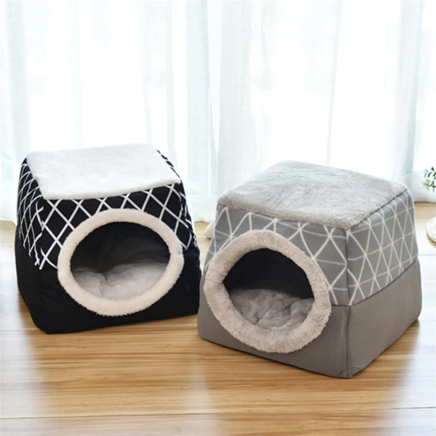 ویژگی های VIZCO لانه سگ کوچک، لانه گربه، لانه عمومی چهار فصل، خانه گرم زمستانی، لوازم جانبی سگ، لوازم حیوانات خانگی (رنگ: خاکستری، سایز: بزرگ)