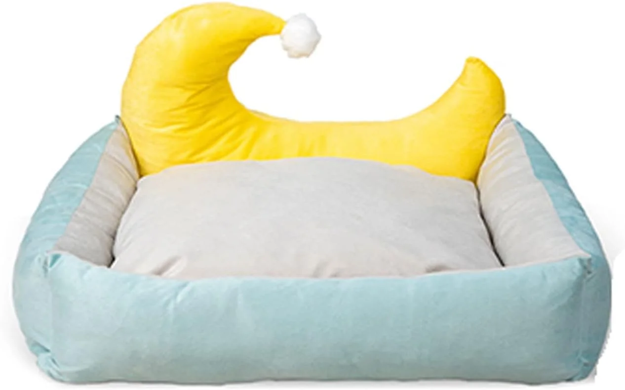 خانه تخت خواب سگ کوچک VIZCO، تخت خواب گربه، لانه مخملی نرم، تخت خواب گرم سگ و گربه در زمستان، تشک خواب قابل جابجایی و شستشو برای حیوانات خانگی (رنگ: آبی تیره، سایز: خیلی بزرگ)