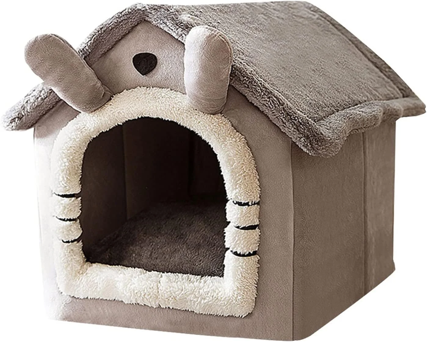 خانه خواب سگ و گربه کوچک VIZCO، لانه گرم غار مانند، دارای کوسن جداشدنی، مناسب فضای داخلی، لانه گرم و دنج، چادر لانه ای مخملی (سایز: متوسط)