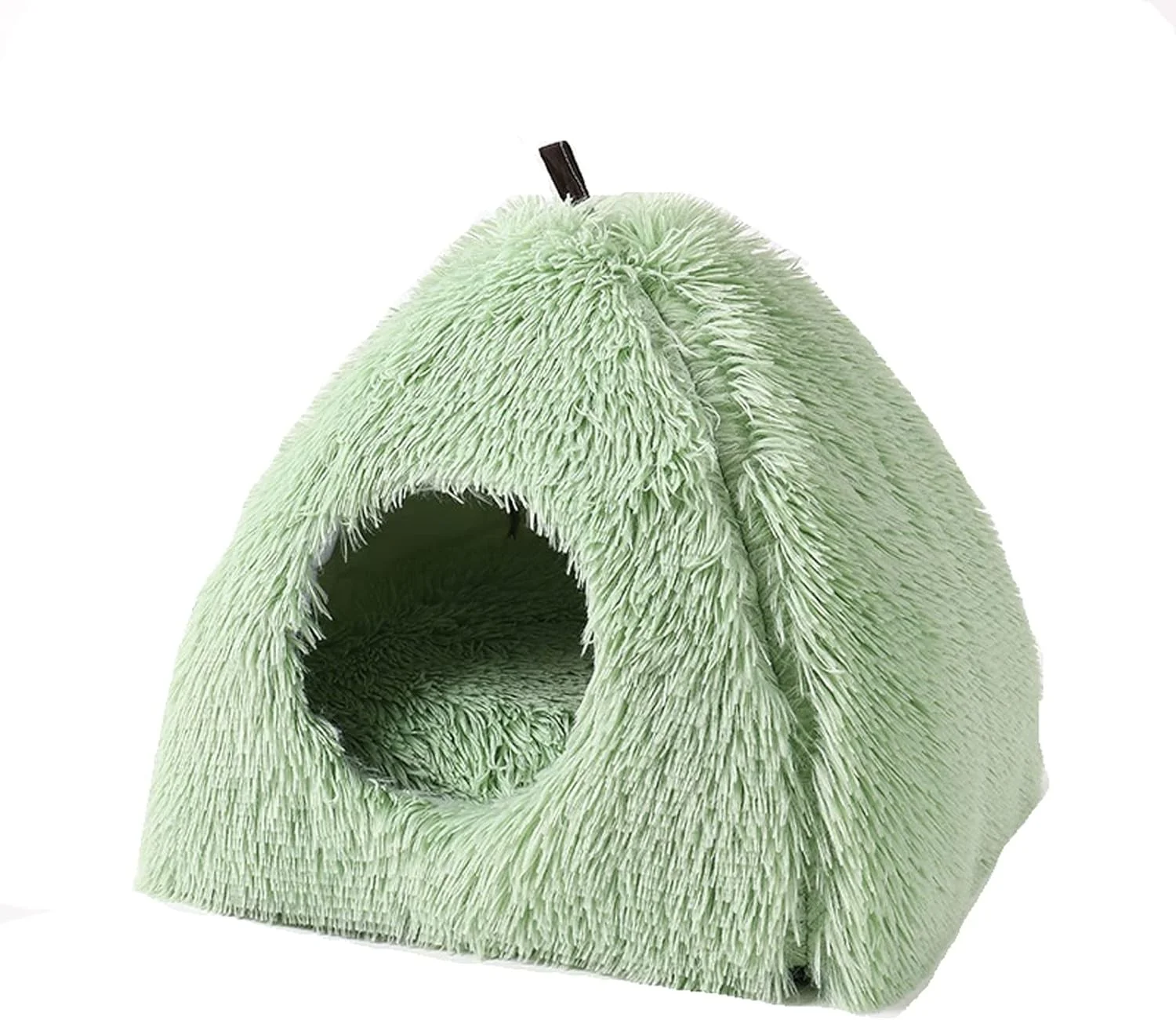 تخت خواب کوچک سگ VIZCO فوق العاده نرم با پشم بلند، تشک گرم حیوانات خانگی، لانه سبک وزن زیبا، سبد خواب گربه، تخت مثلثی کرکی راحت، محصول حیوانات خانگی (رنگ: آبی تیره)