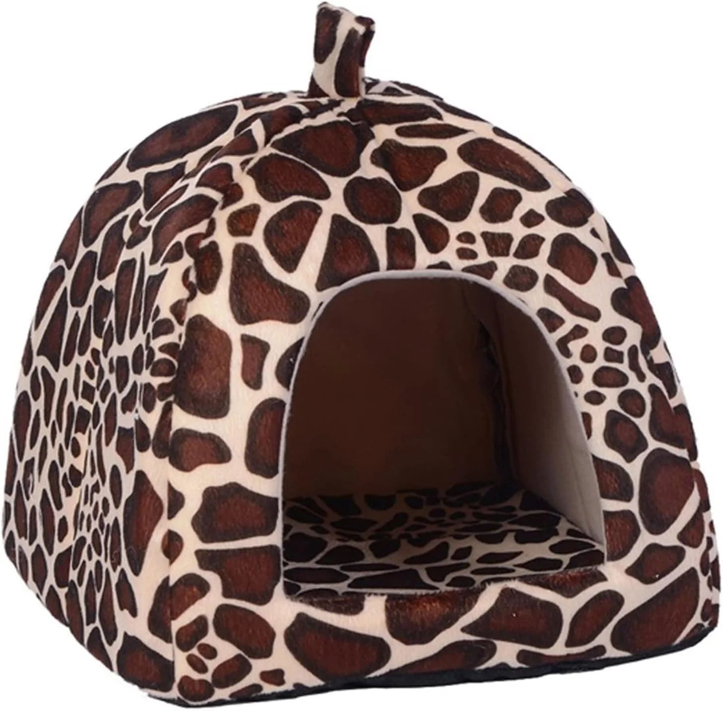 خانه سگ و گربه کوچک VIZCO، لانه چادر مانند شیک و فانتزی توت فرنگی، تخت خواب زمستانی گرم برای توله سگ، محصولات حیوانات خانگی (رنگ: قهوه ای، سایز: S)