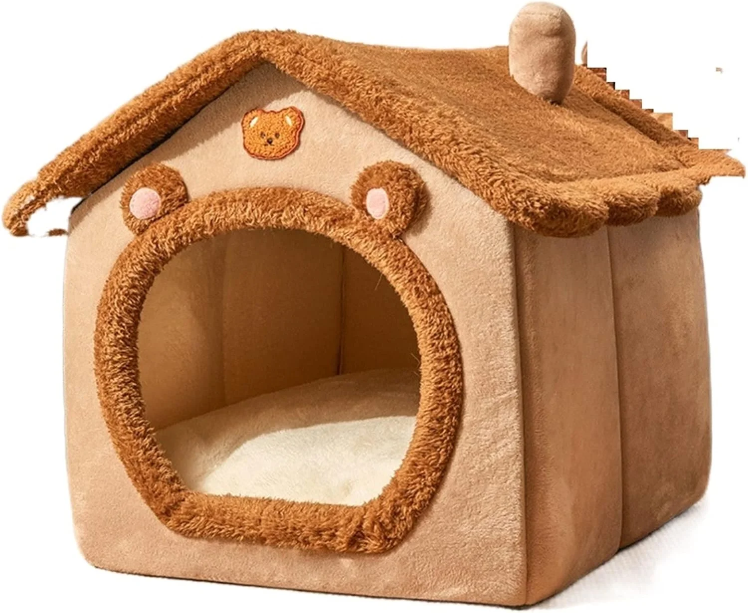 ویلا خواب تاشو سگ کوچک VIZCO، لانه گربه، لانه زمستانی، لانه قابل جابجایی، لانه گرم، مبل غار بسته، لوازم حیوانات خانگی (رنگ: 1، سایز: متوسط)