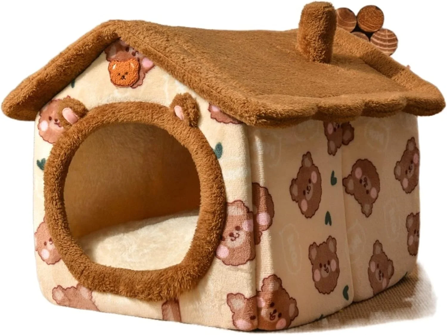 ویژگی های VIZCO تخت خواب کوچک سگ تاشو خانه سگ تخت گربه حیوان خانگی ویلای سگ زمستانی لانه خواب جداشدنی لانه گرم مبل غار لوازم حیوانات خانگی (رنگ: تک رنگ، سایز: M)