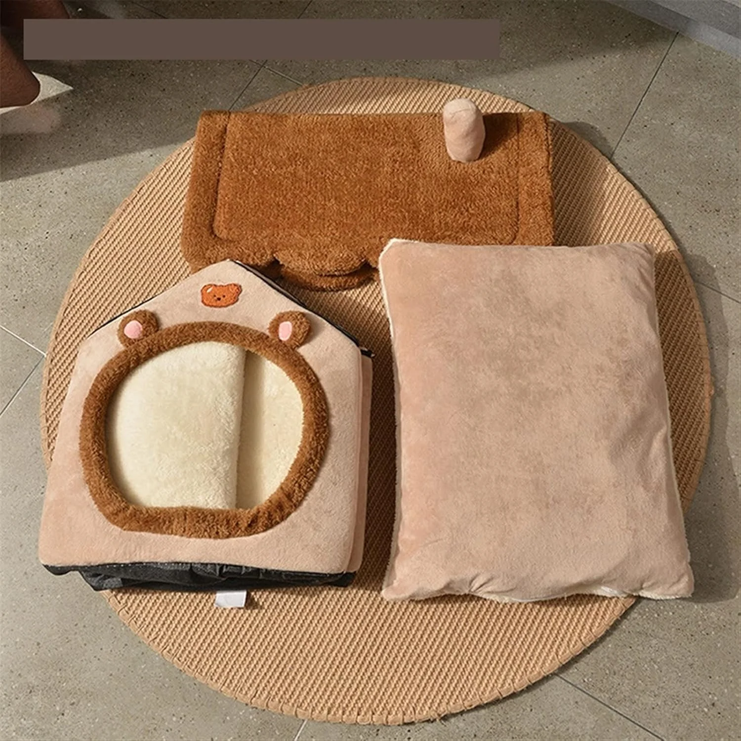 ویلا خواب تاشو سگ کوچک VIZCO، لانه گربه، لانه زمستانی، لانه قابل جابجایی، لانه گرم، مبل غار بسته، لوازم حیوانات خانگی (رنگ: 1، سایز: متوسط)